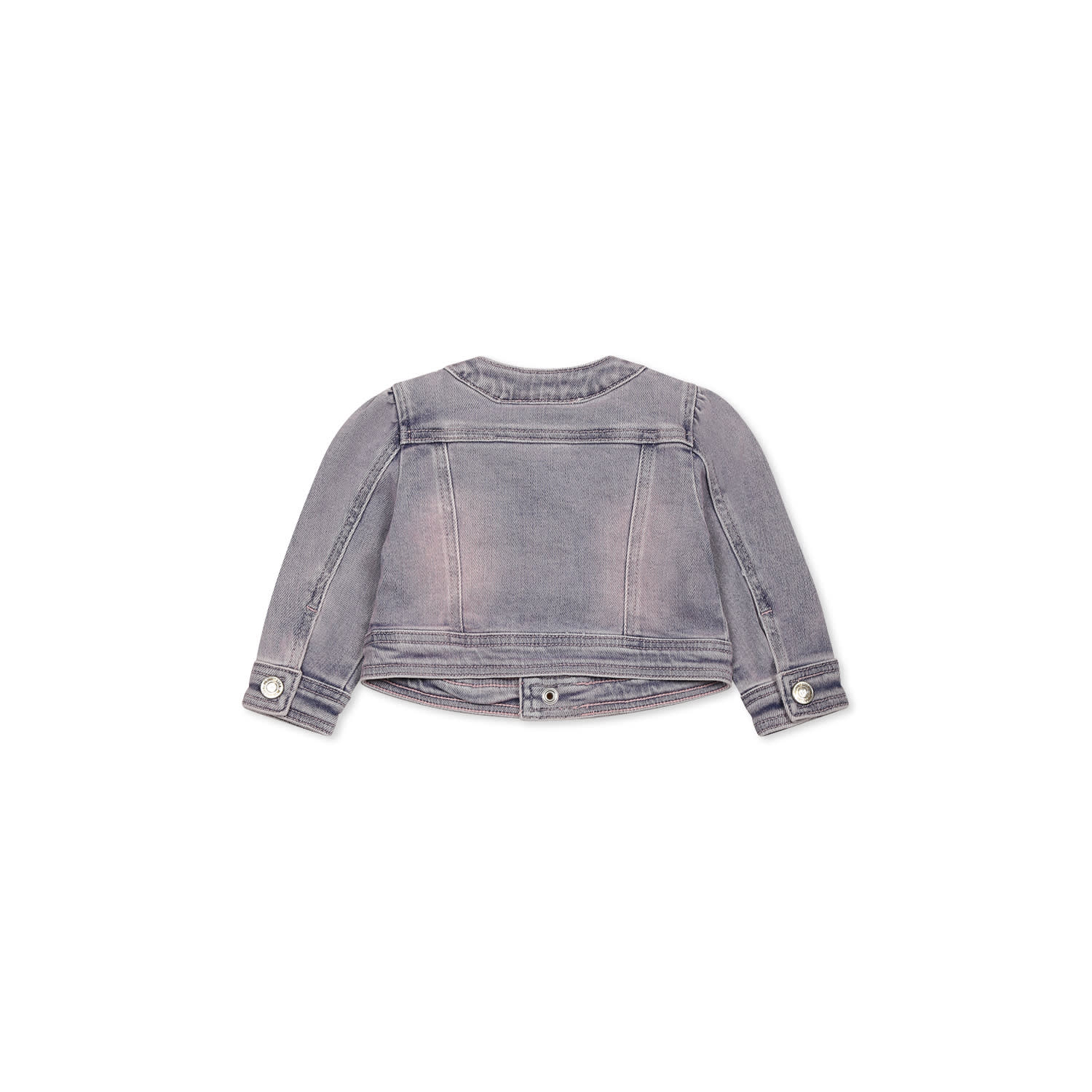 Monnalisa Denim Jacket For Baby Girl With Roses In Denim