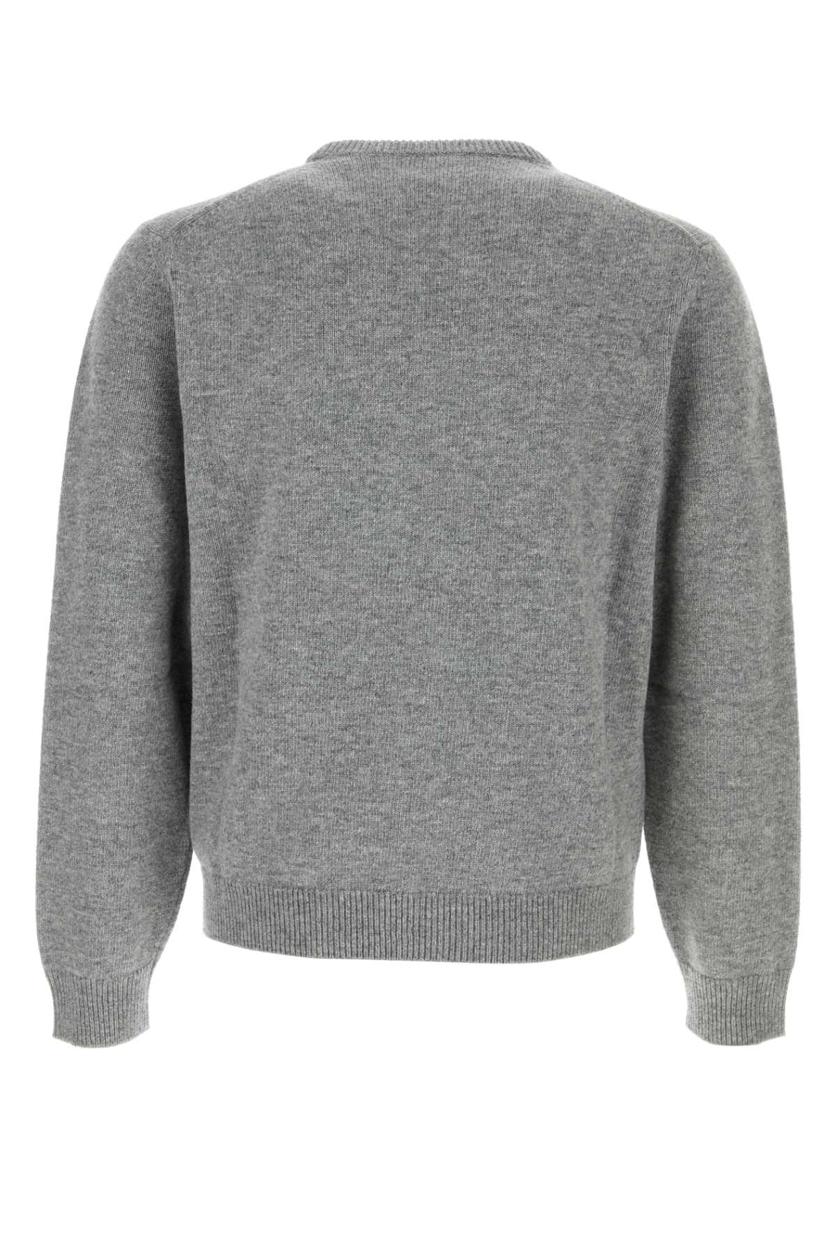 Shop Gucci Grey Wool Sweater In Greywhite