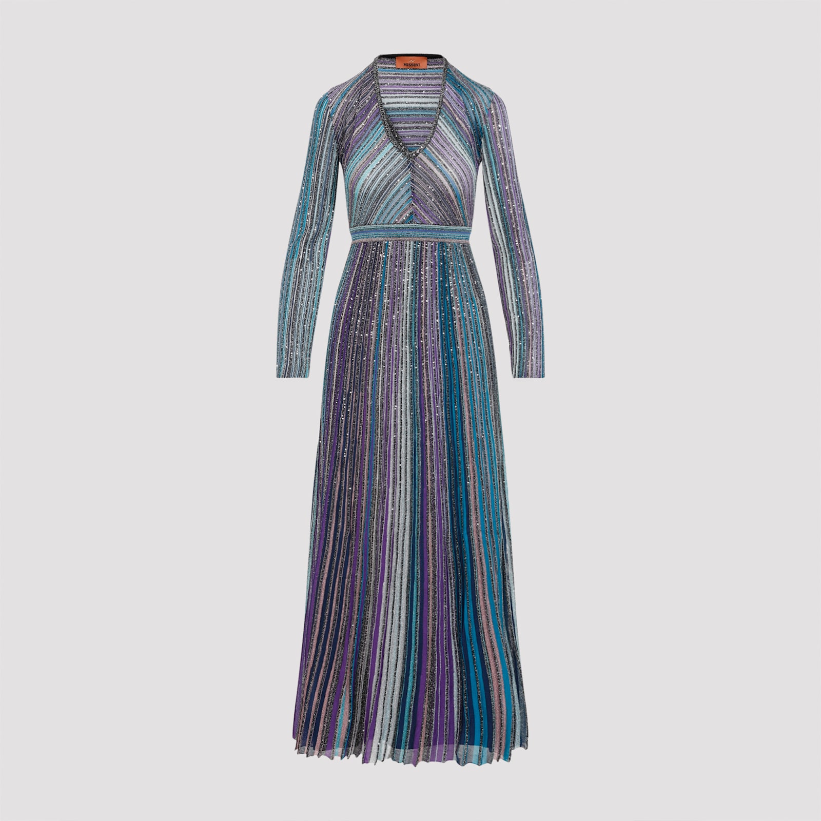 Shop Missoni Viscose Long Dress In Dark Tones Multi