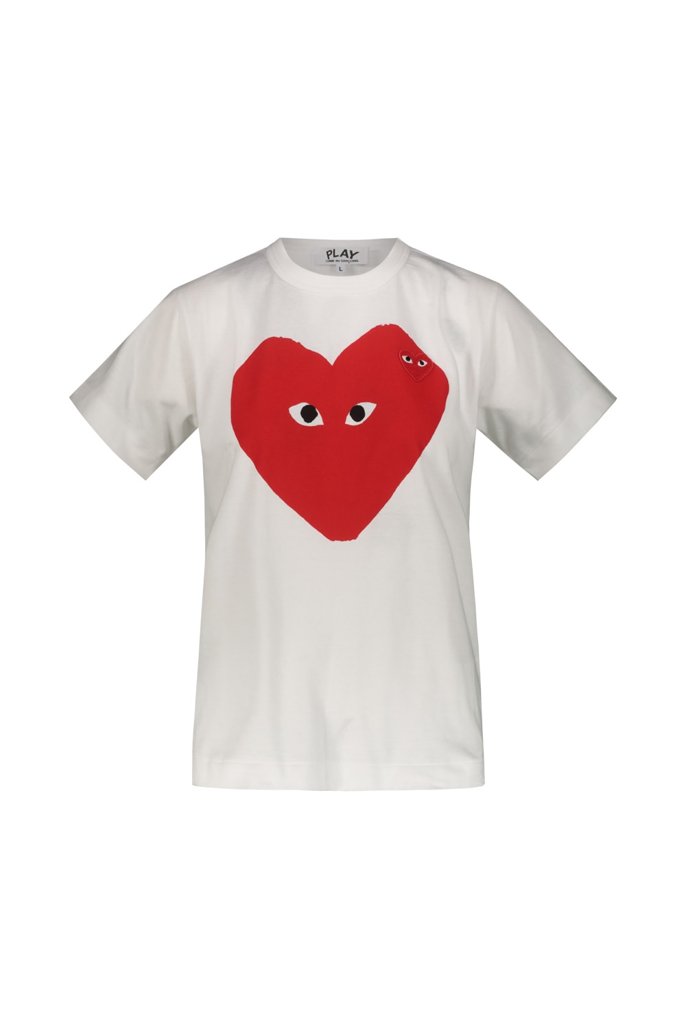Comme Des Garçons Play White T-shirt With Printed Red Heart In Blk
