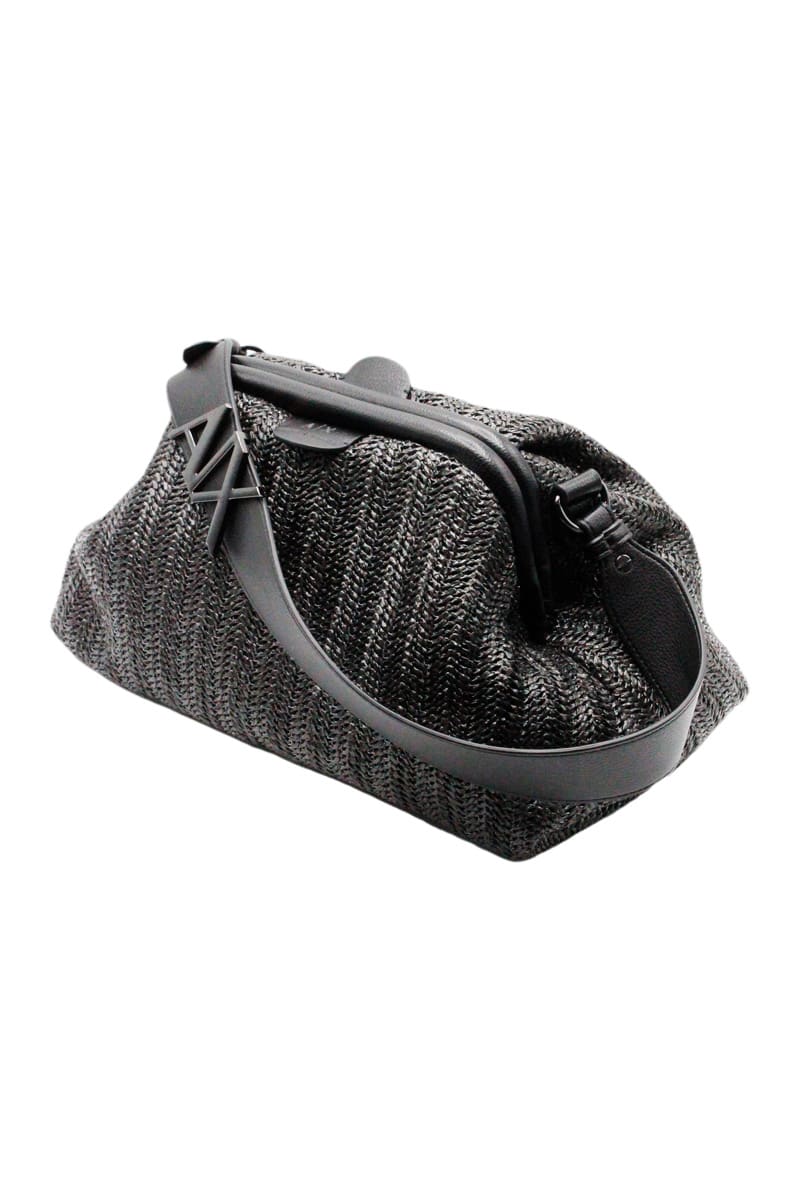 Armani Collezioni Shoulder Bag In Raffia With Shoulder Strap With Logo Supplied With Snap Closure. Internal Pockets.