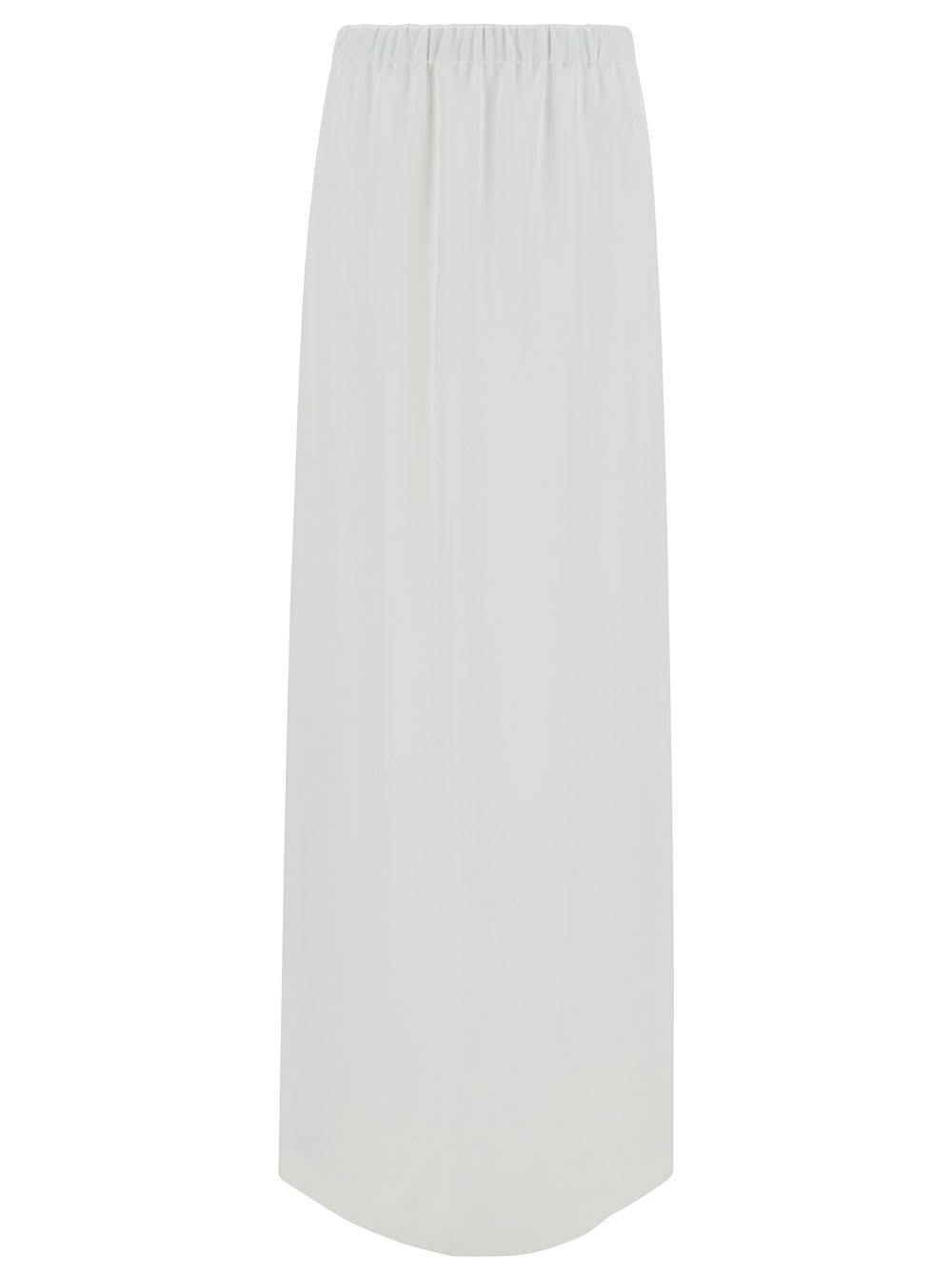 Long White Skirt With Split And Elastic Waistband In Viscose Woman