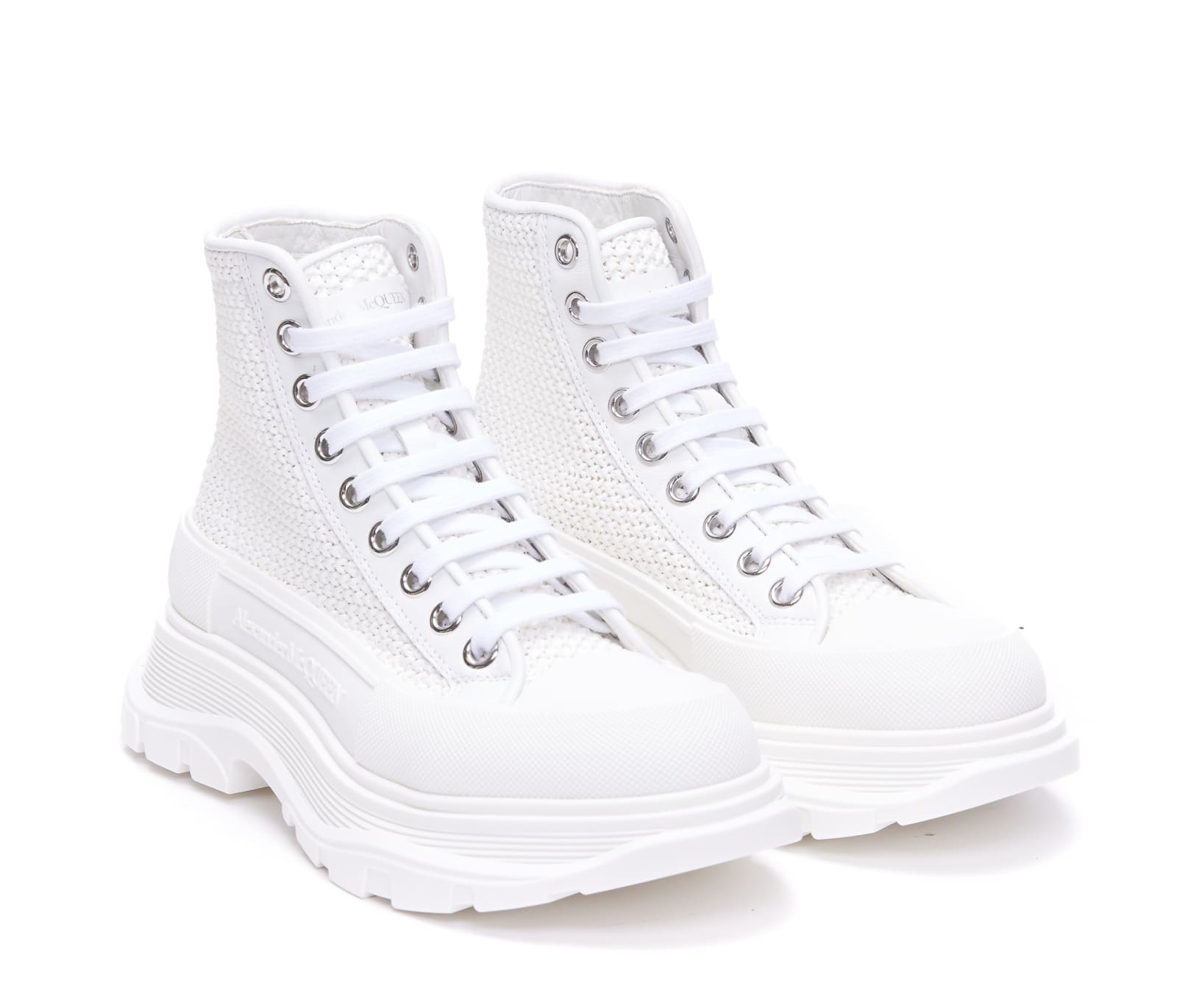 Shop Alexander Mcqueen Tread Slick Ankle Boots In White