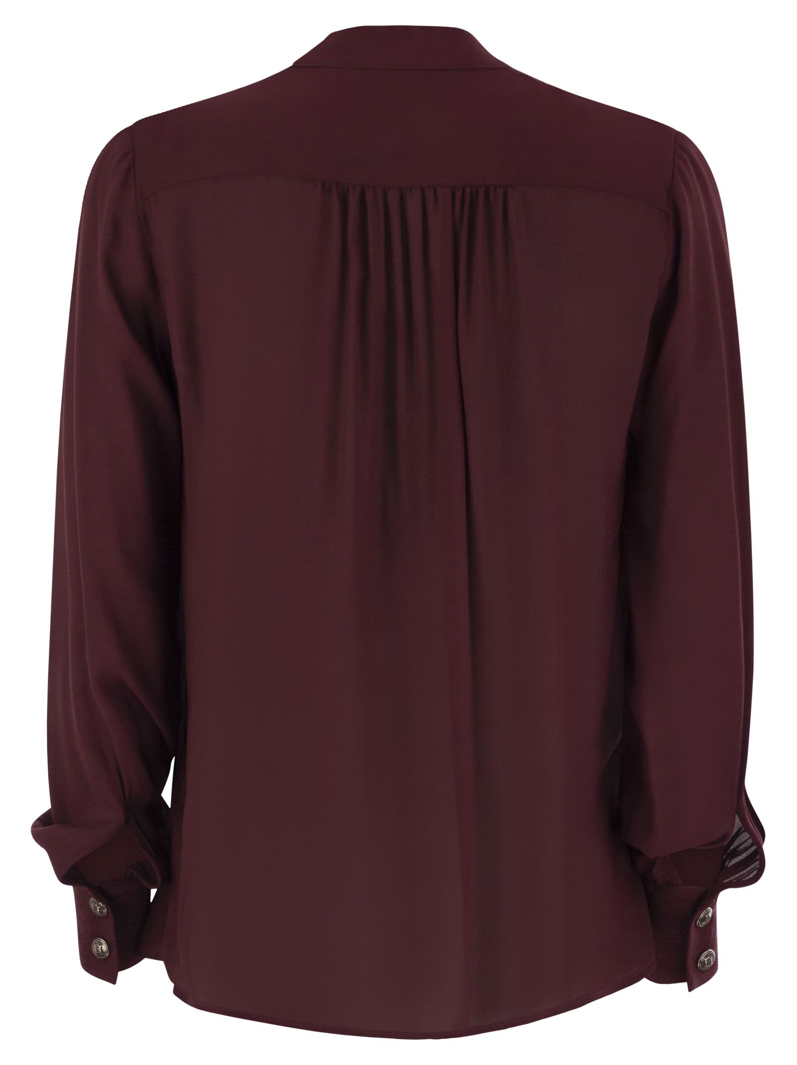 Elisabetta Franchi Logo Metal Detail Collar Shirt In Black