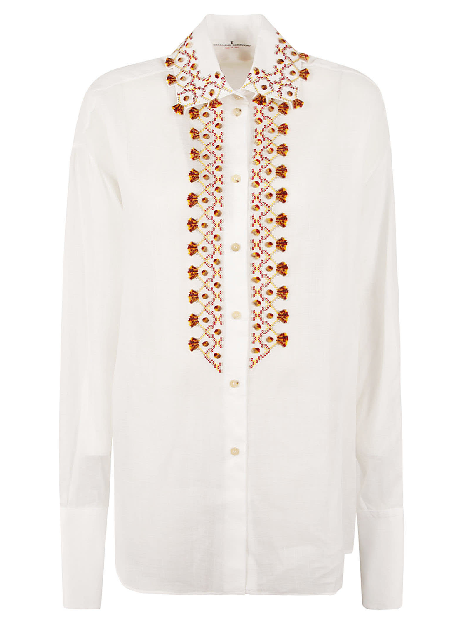Shop Ermanno Scervino Embellished Oversize Shirt In Bright White
