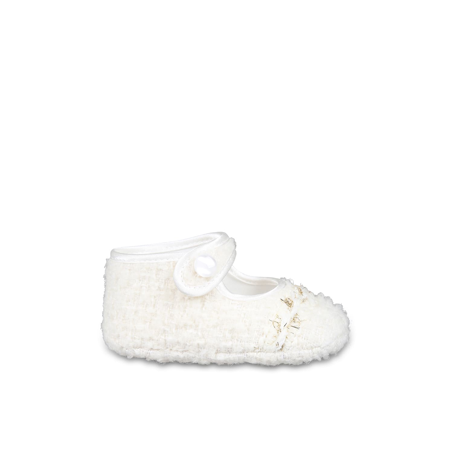 Monnalisa Ivory Ballet Flats For Baby Girl In Ivory