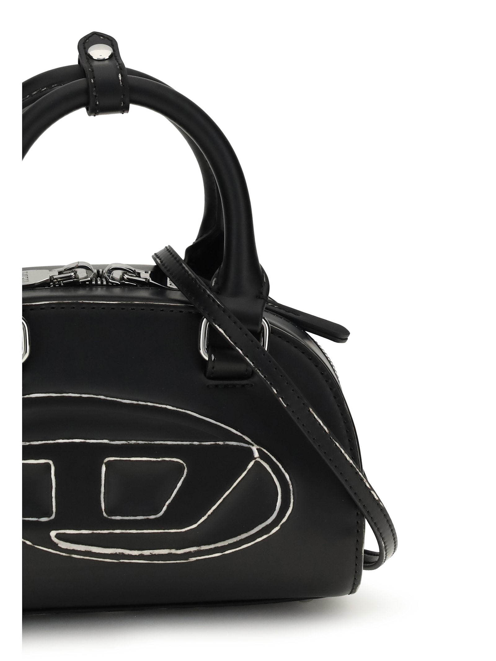 Diesel Womens T8013 1dr Dome Leather Cross-body Bag In Black