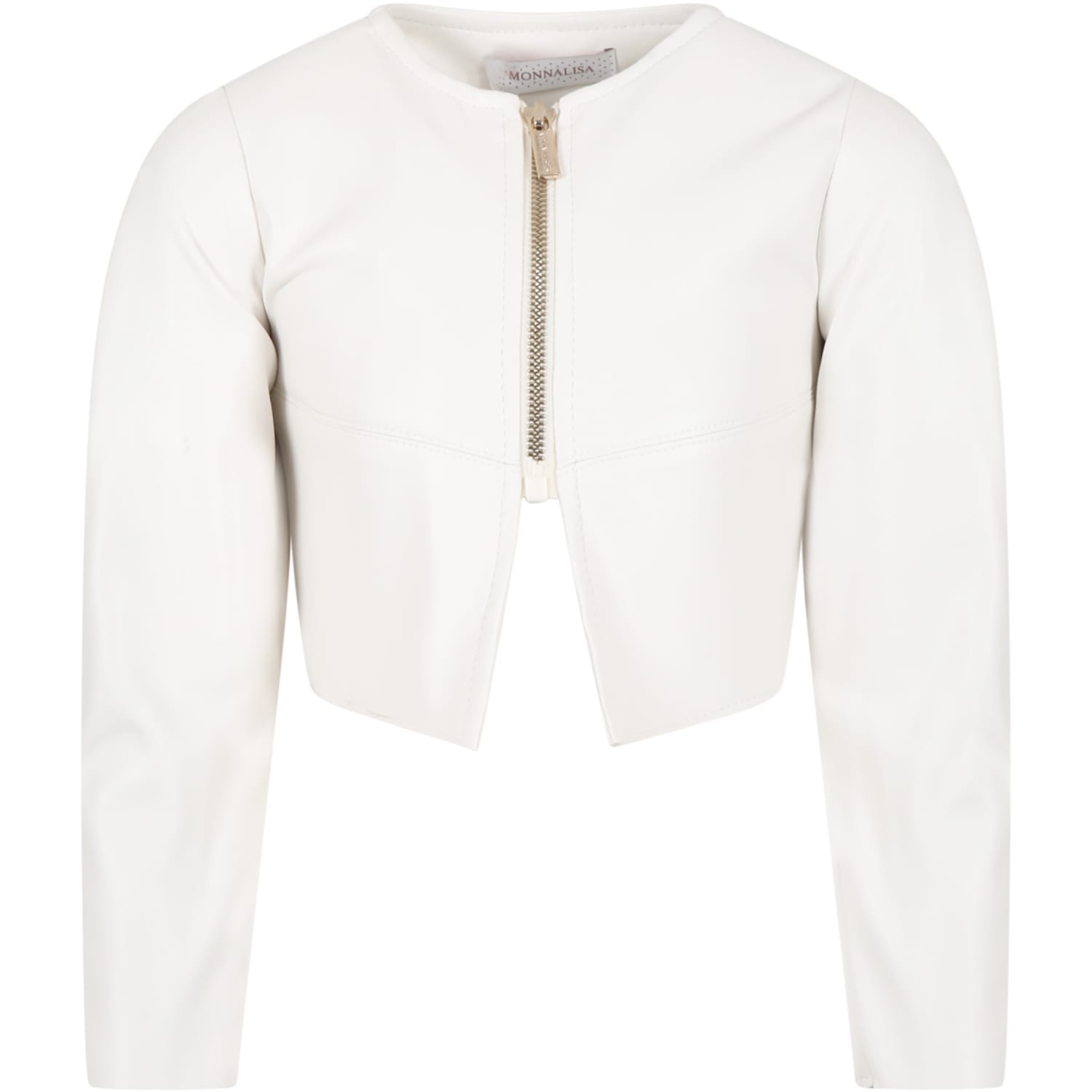 Shop Monnalisa Ivory Jacket For Girl In Cream