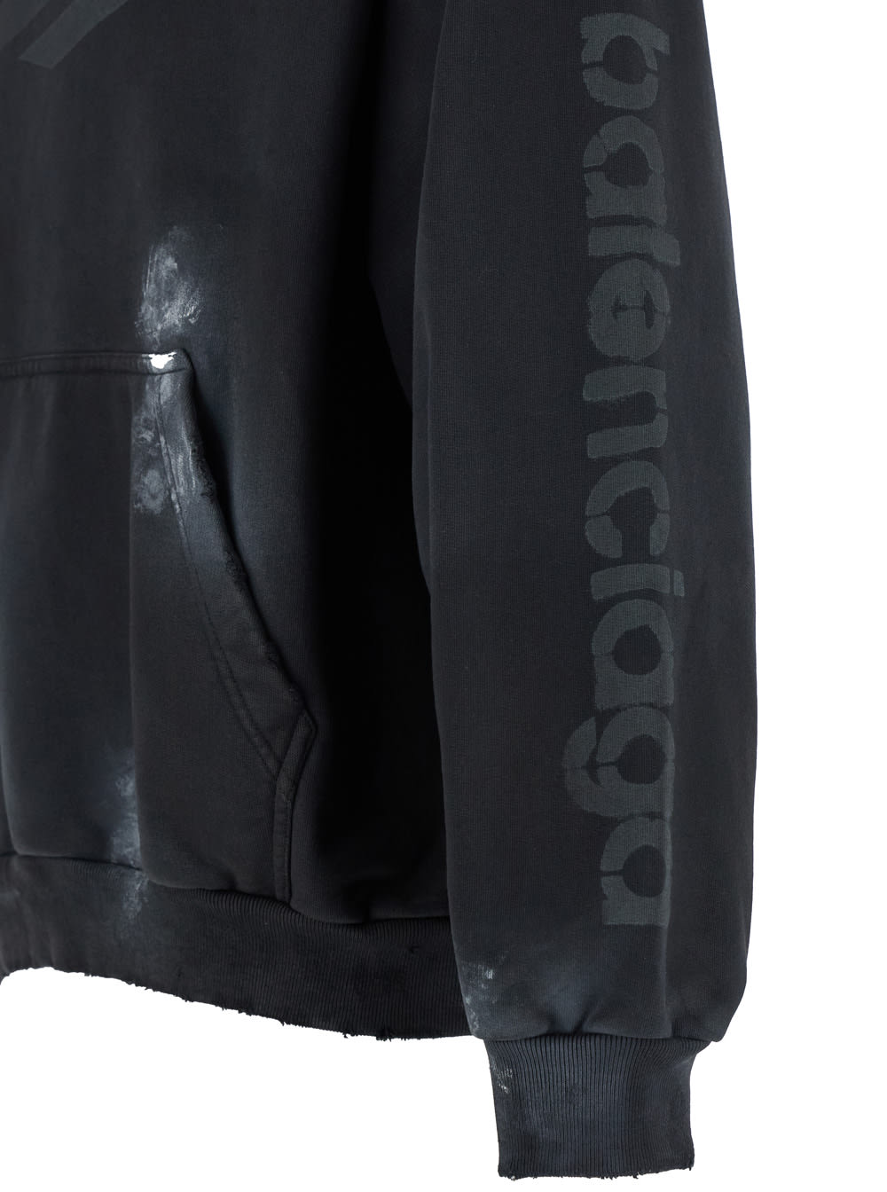 Shop Balenciaga Black Hoodie With 3b Stencil Logo In Cotton Man