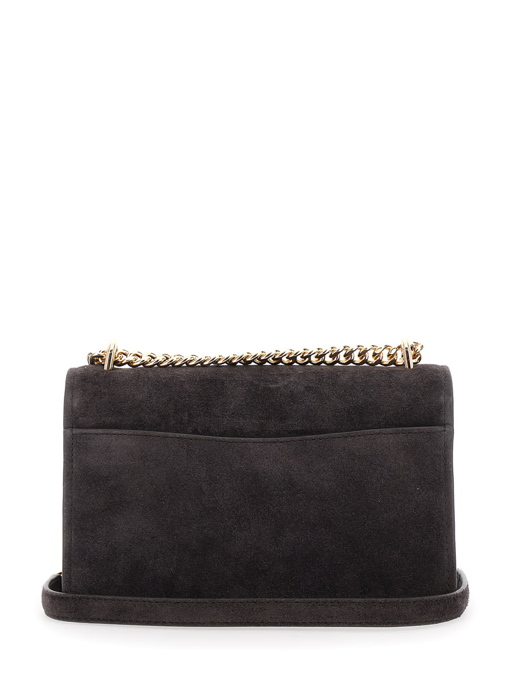 Michael Michael Kors Brown Shoulder Bag With Chain Strap And Front Logo In Suede Woman In Brown
