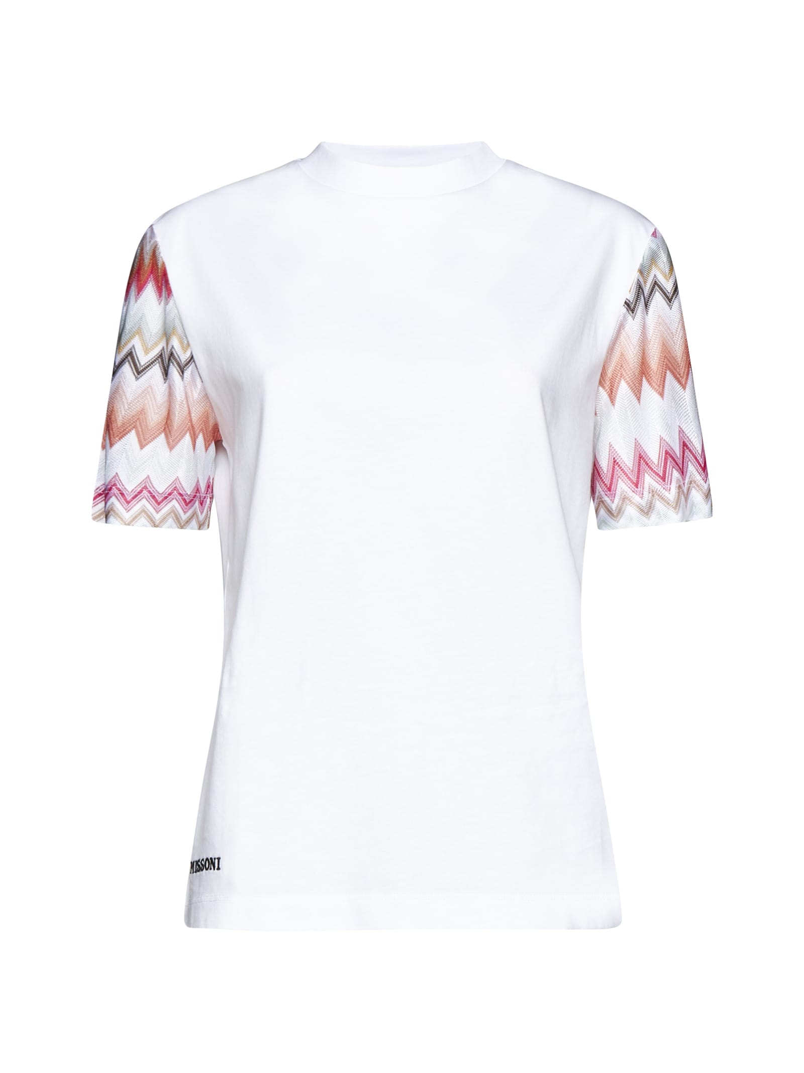 Shop Missoni T-shirt In Lgt Tone Multic White
