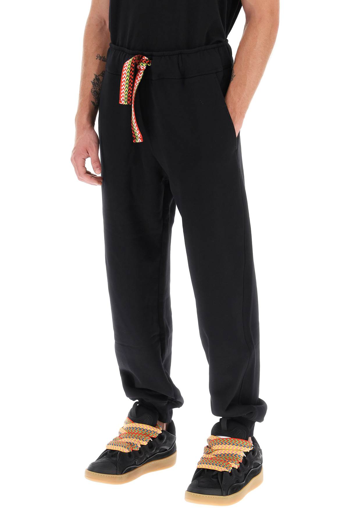 Shop Lanvin Curb Lace Sweatpants In Black