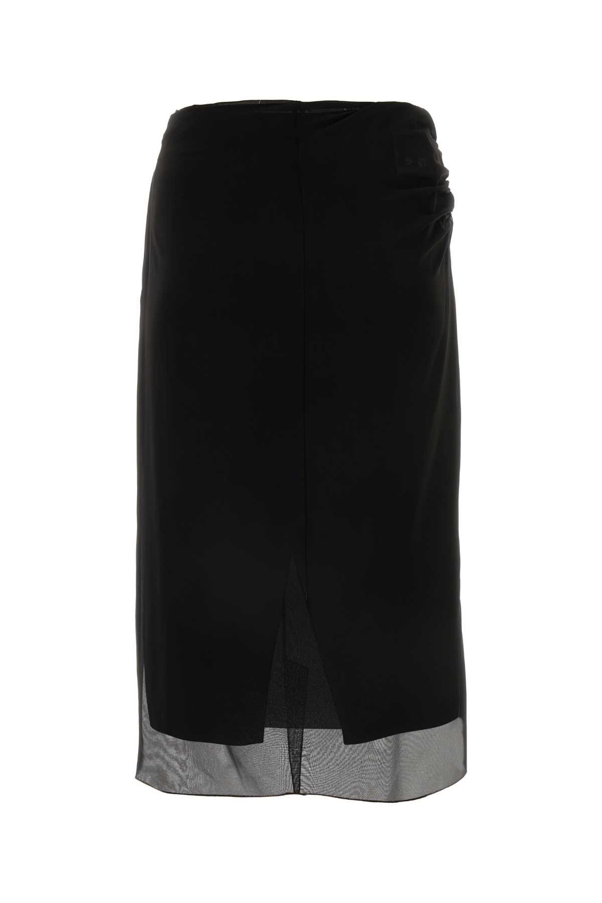 Shop Prada Black Georgette Skirt In Nero