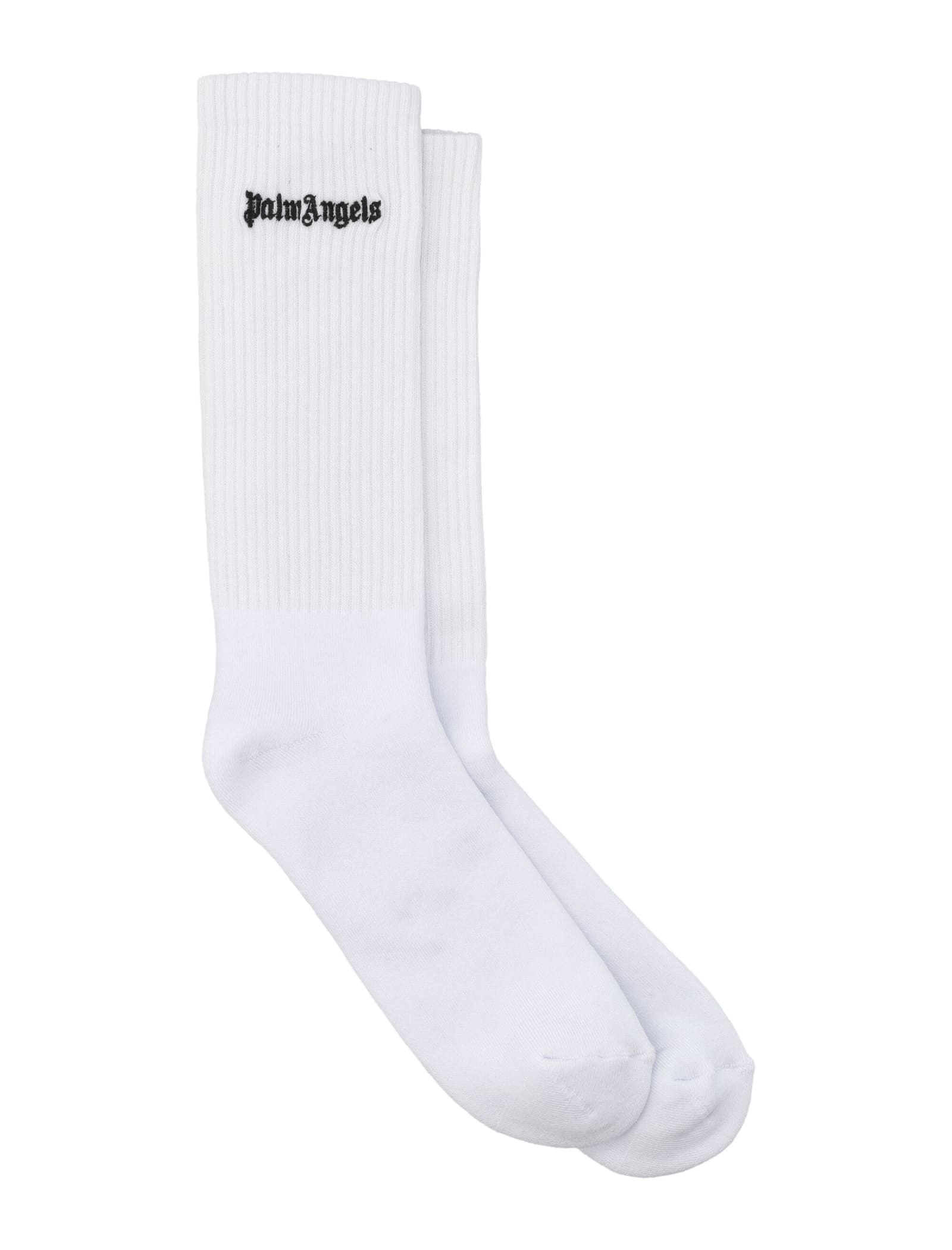 Shop Palm Angels Embroidery Classic Logo Socks In White