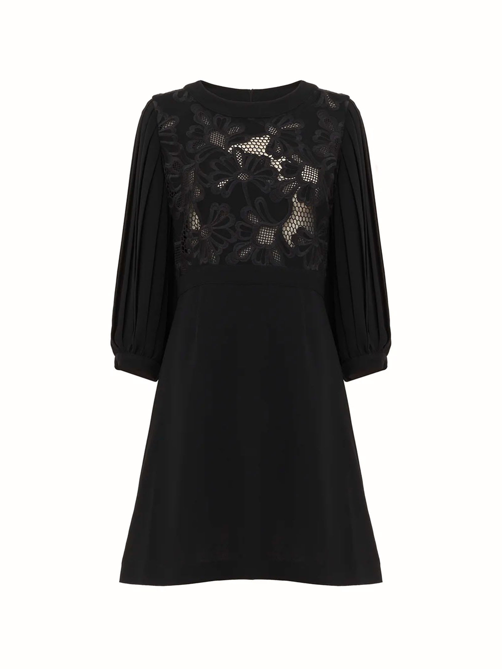 Shop See By Chloé Embroidered Long Sleeve Dress In Black