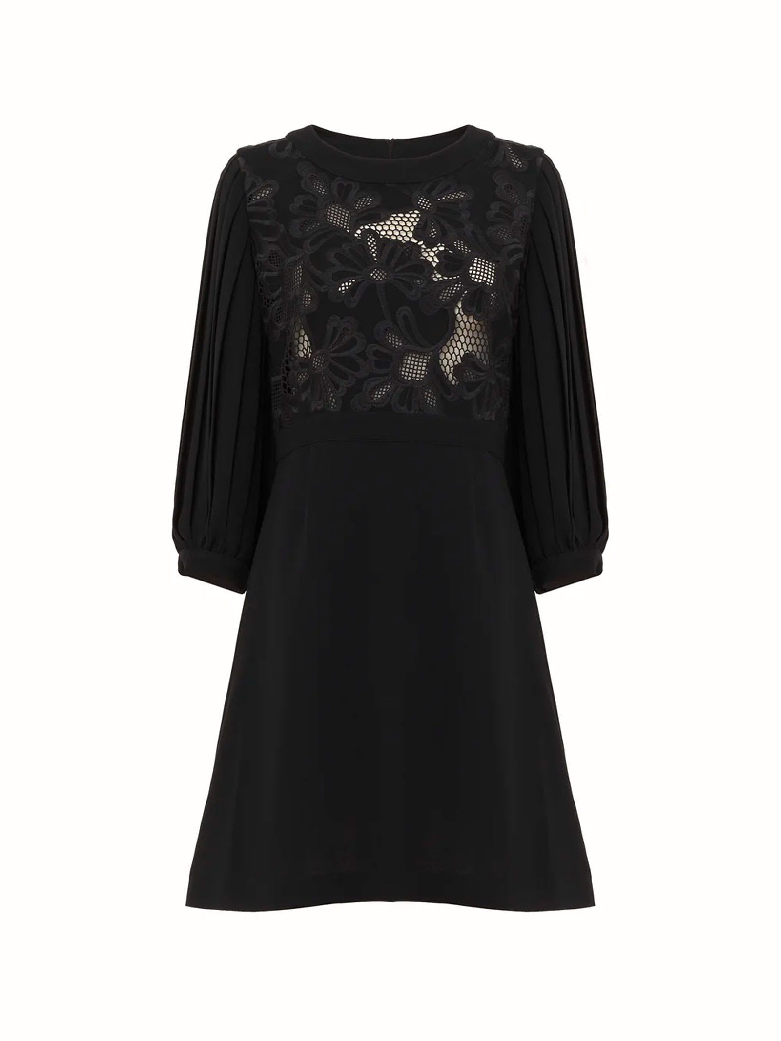See By Chloé See By Chloe Crepe And Lace Mini Dress In Black
