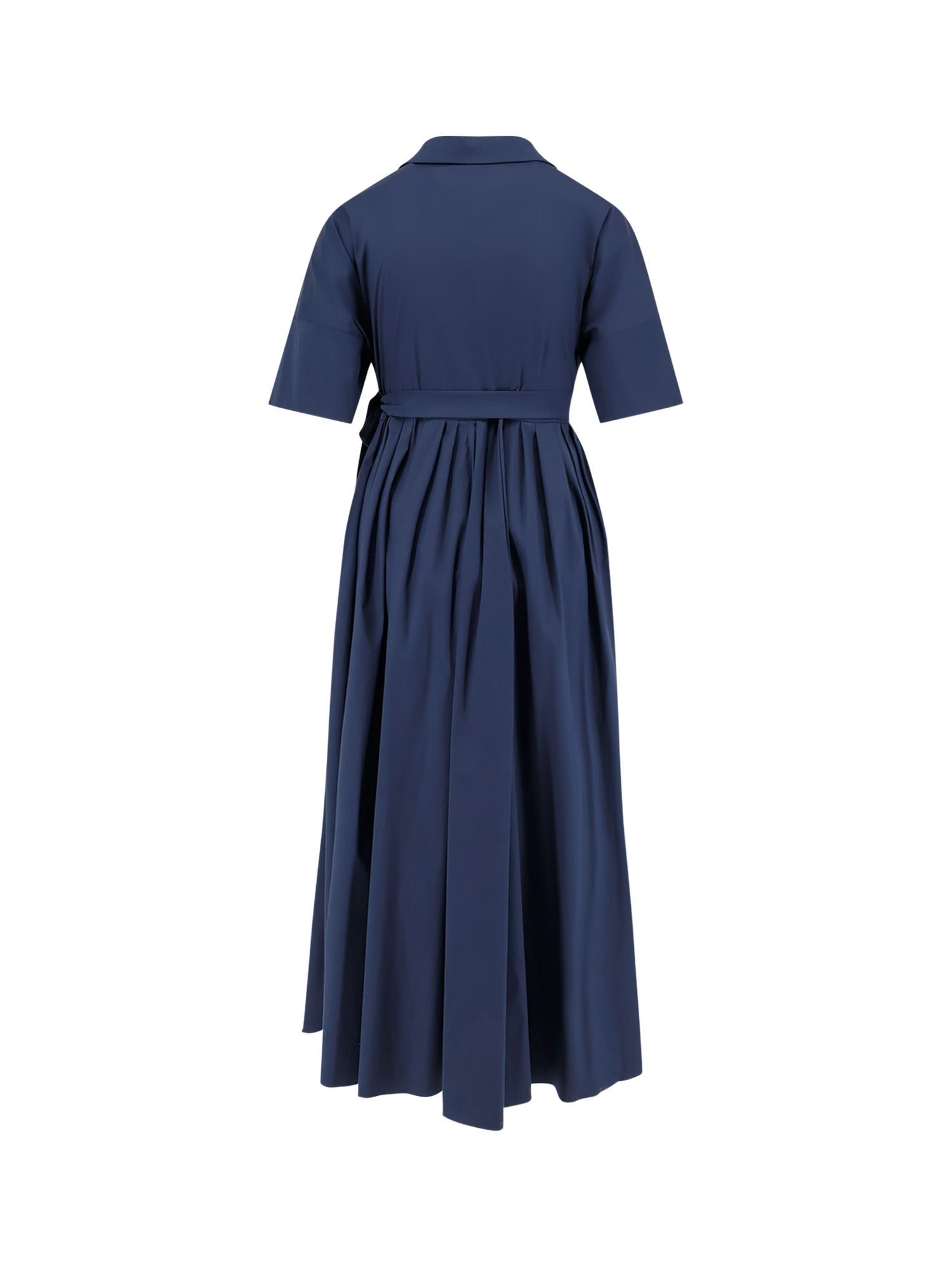 's Max Mara Waist Belt Pleated Wrap Dress In Blue