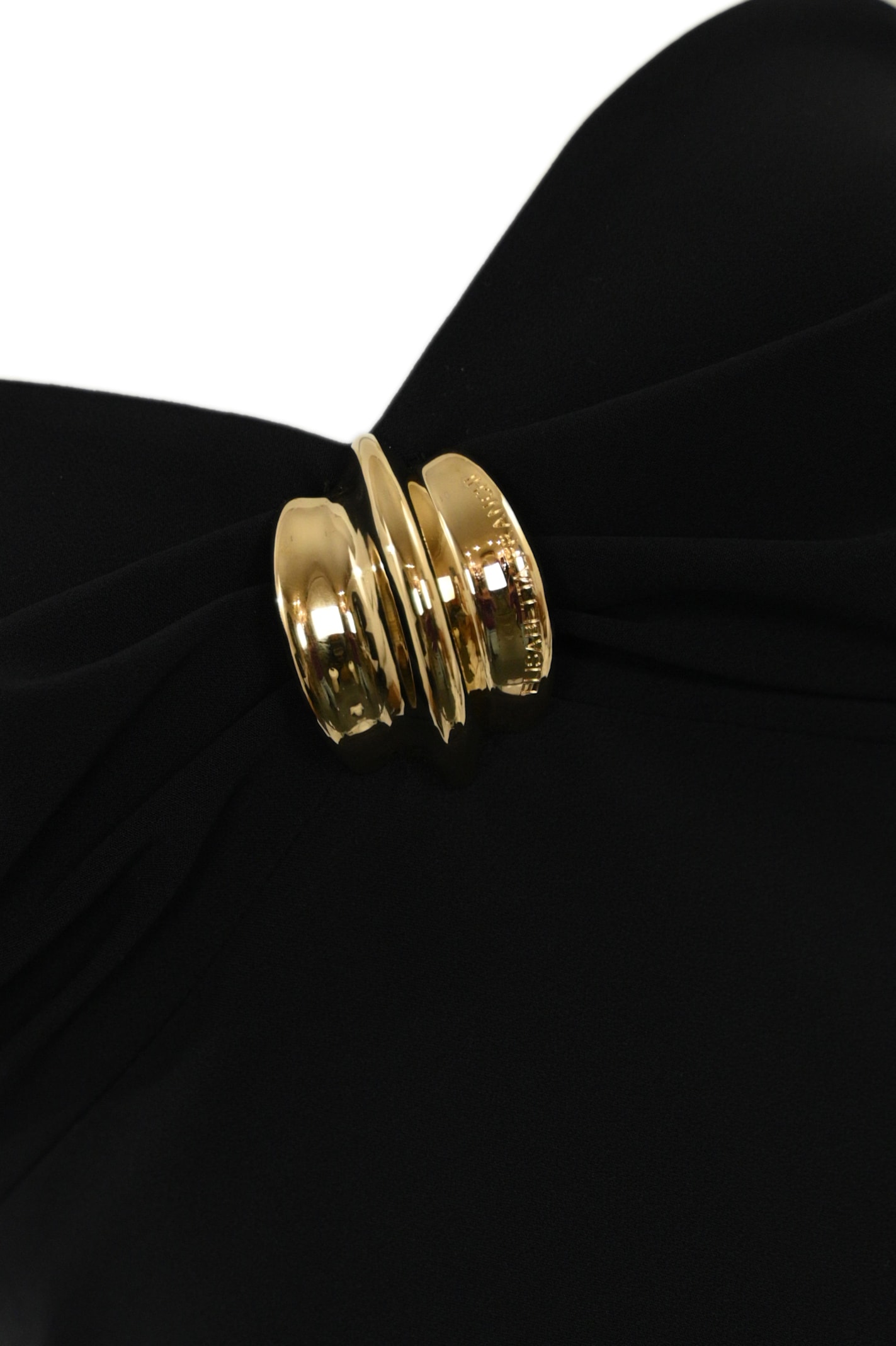 Elisabetta Franchi Fluid Crepe Dress With Macro Bow In Black
