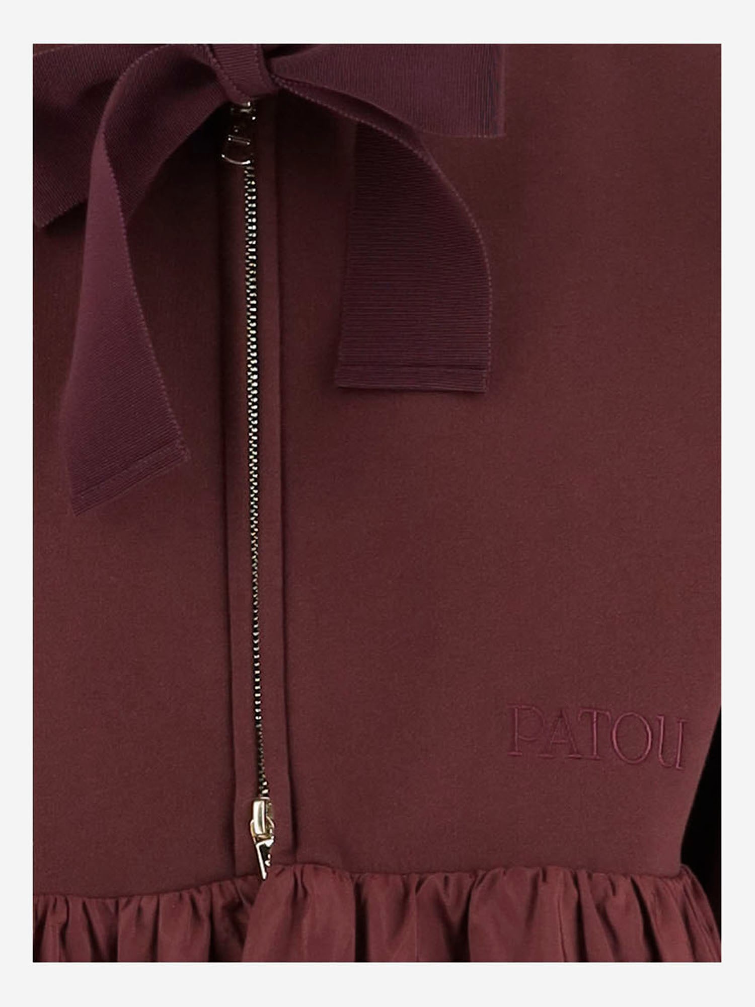 Patou Hooded Sweatshirt With Ruffles In Organic Cotton In Burgundy