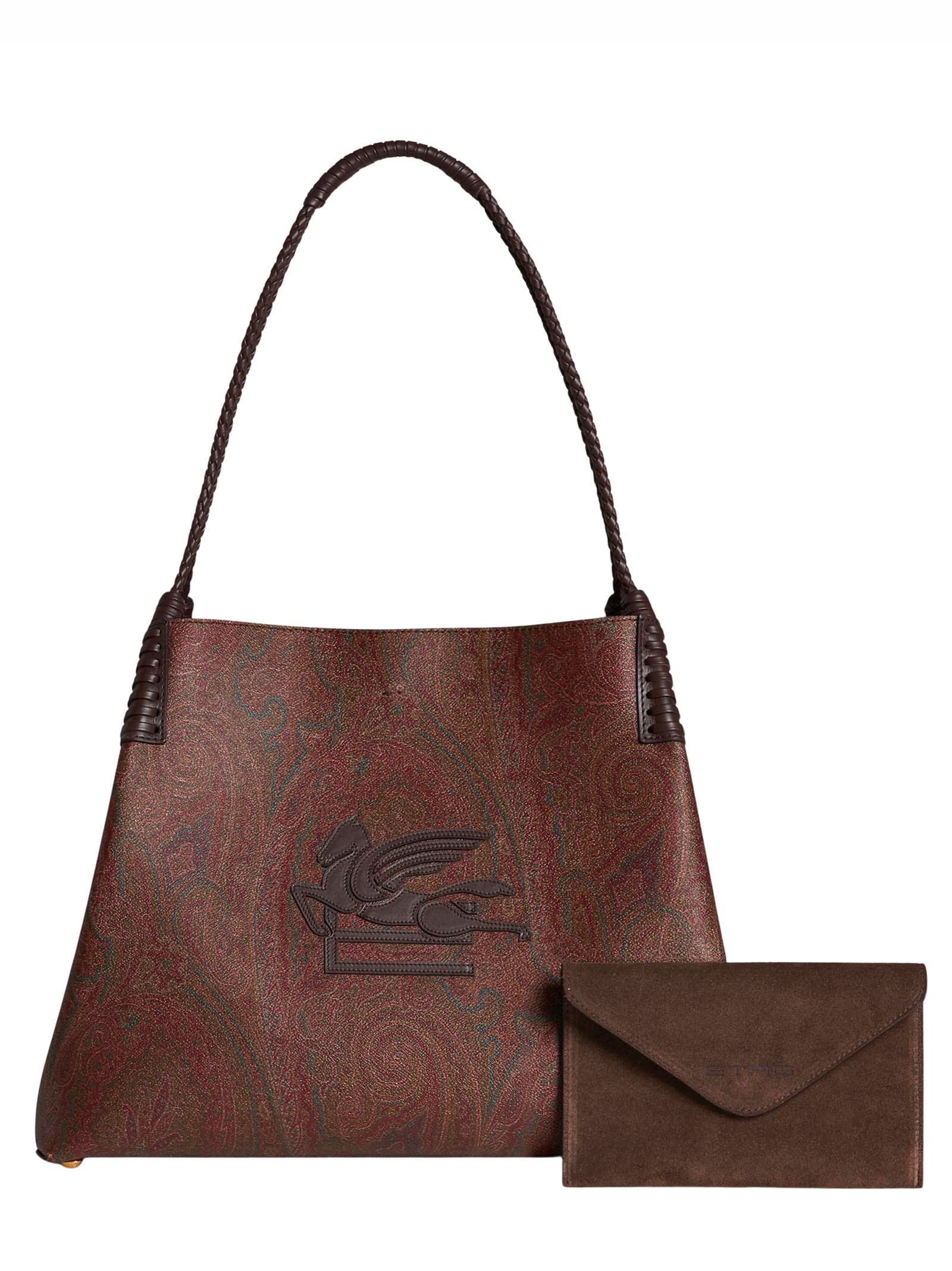 Shop Etro Libra Medium Tote In Brown