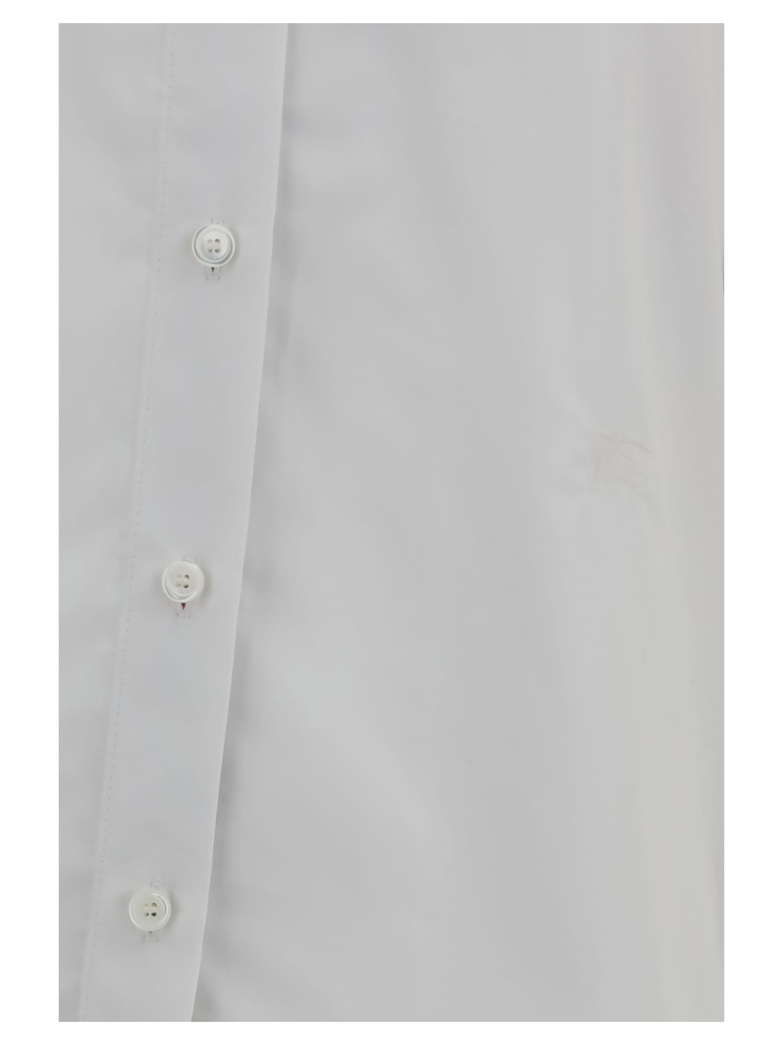 Burberry Cotton Poplin Shirt With Check Pattern Detail In White