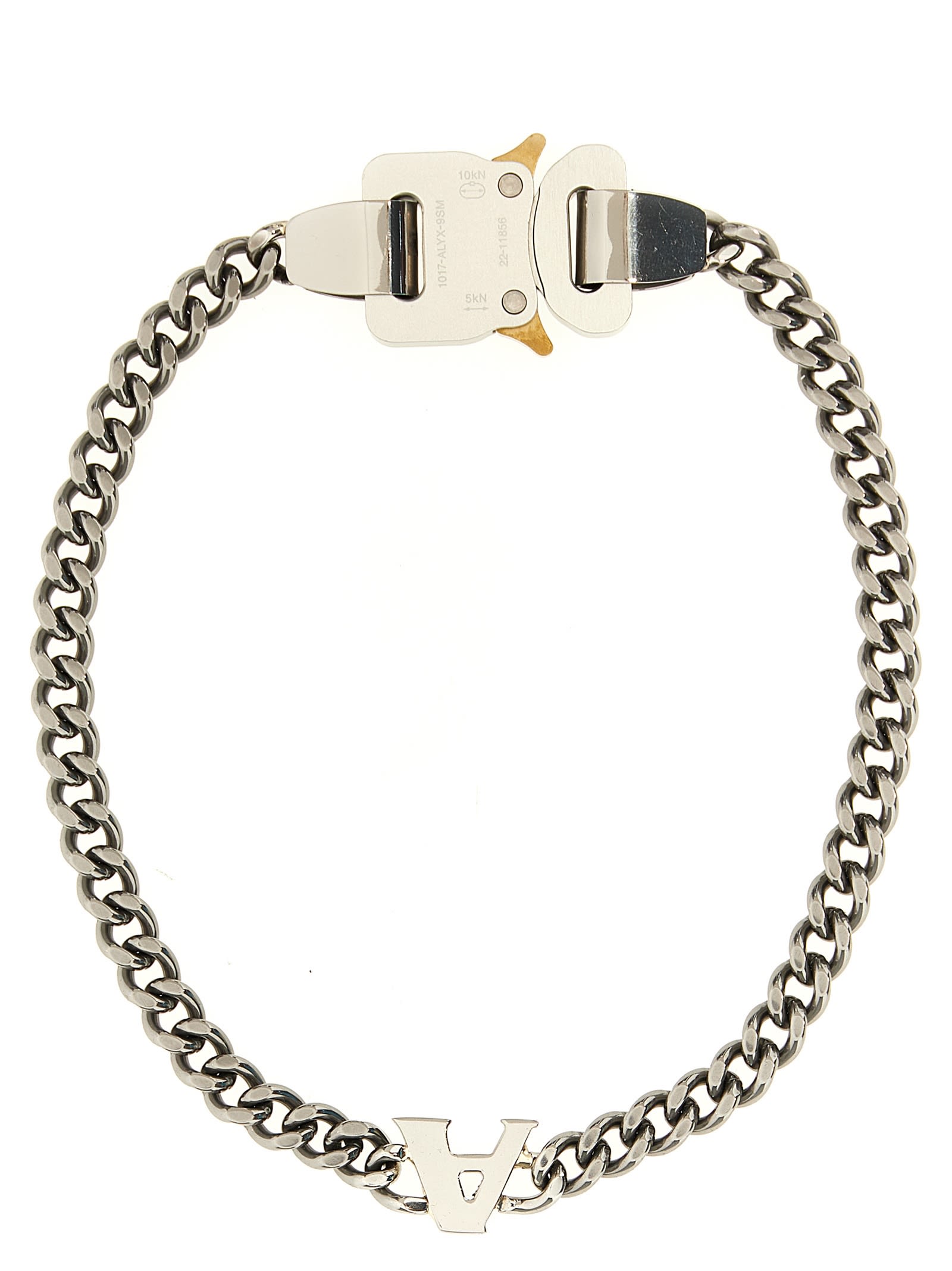 Shop Alyx Buckle Charm Logo Necklace In Silver