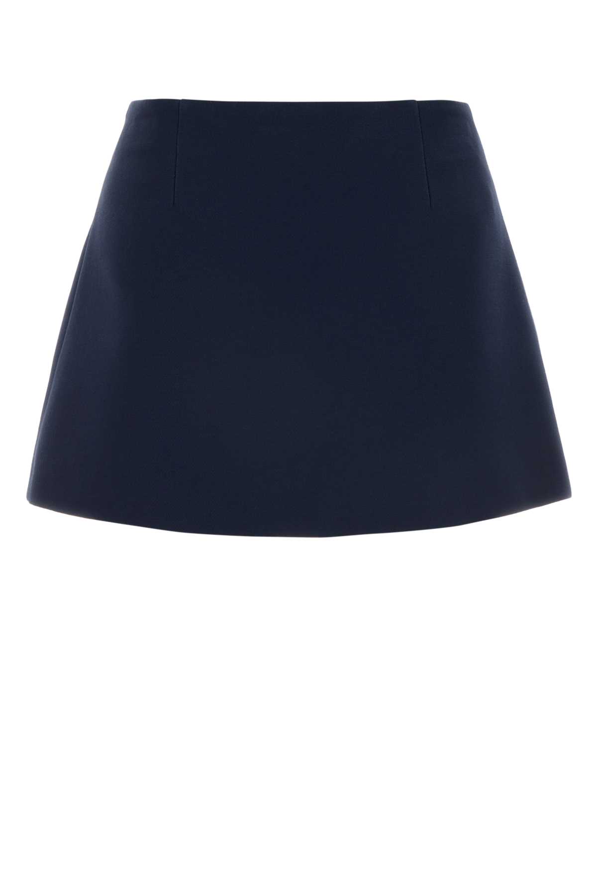 Shop Prada Navy Blue Wool Blend Mini Skirt In Bleu