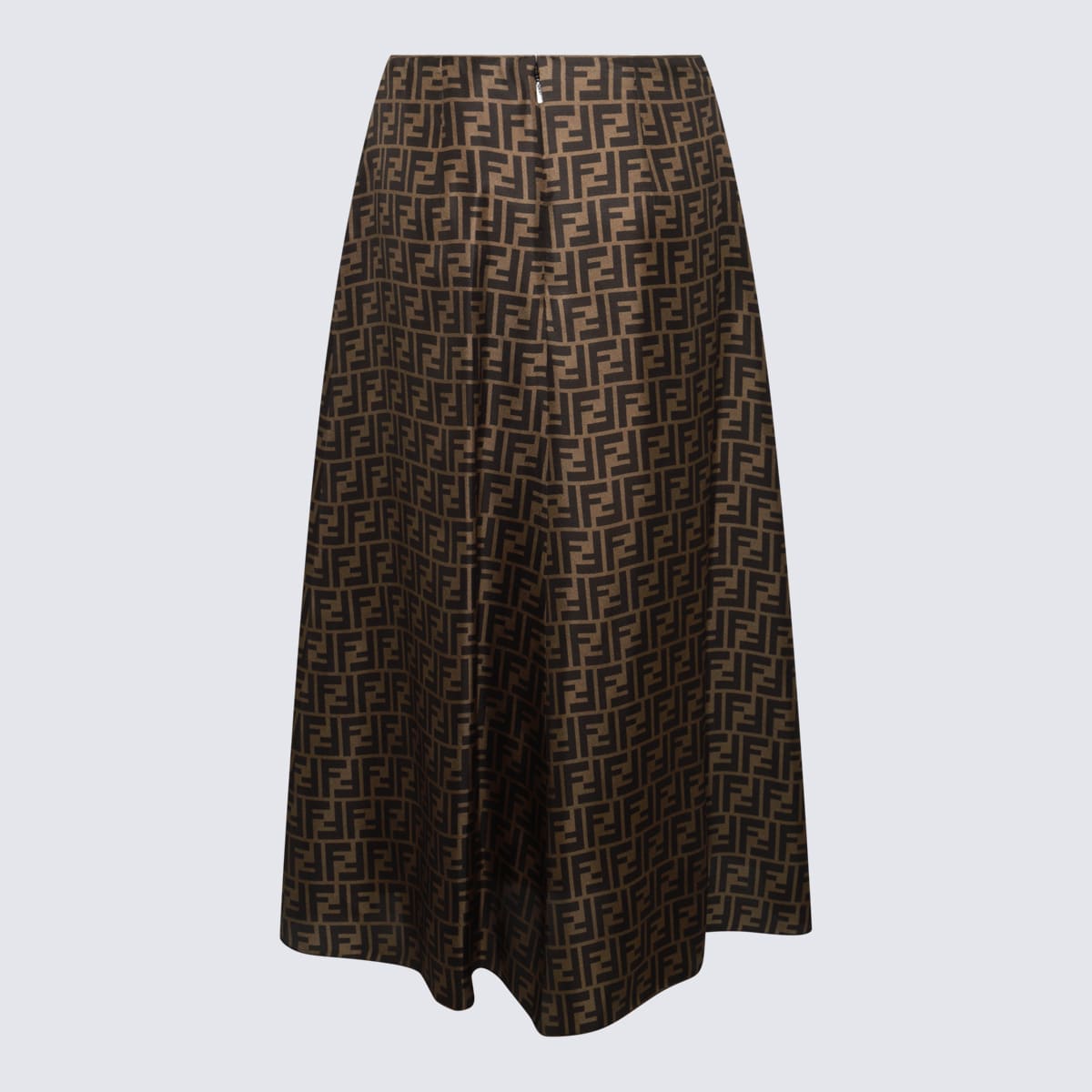 Fendi High Waisted Skirt In Twill Print Ff Clothing In Brown