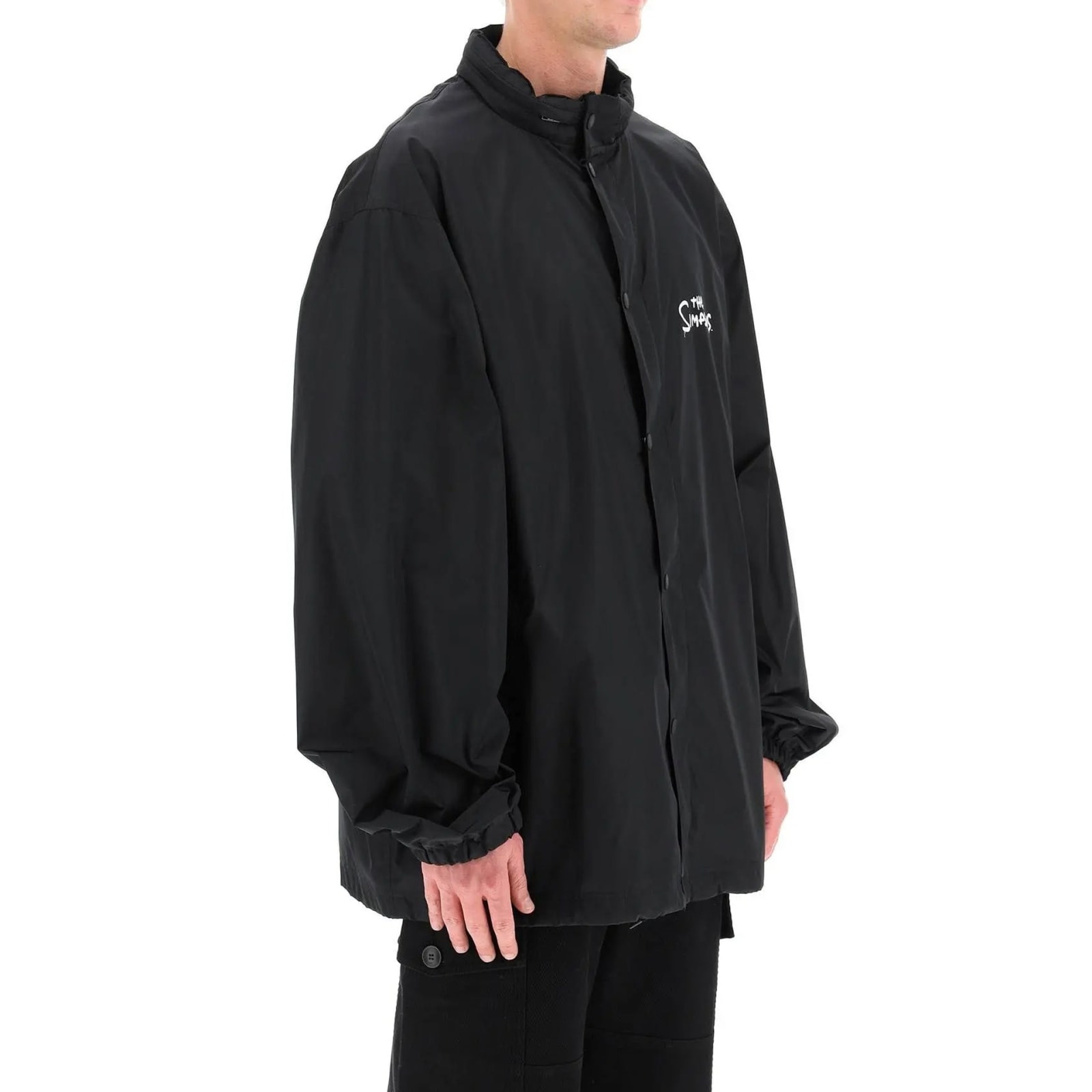 Shop Balenciaga The Simpson Oversize Windbreaker Jacket In Black