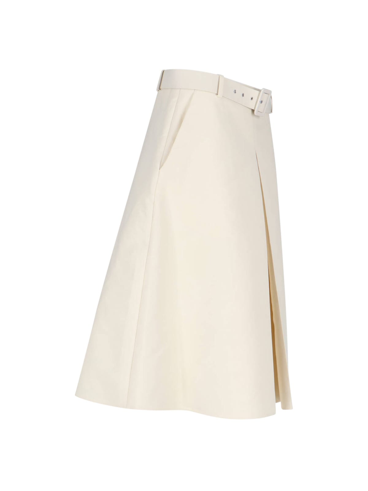 Marni Belted Midi Skirt In Cream