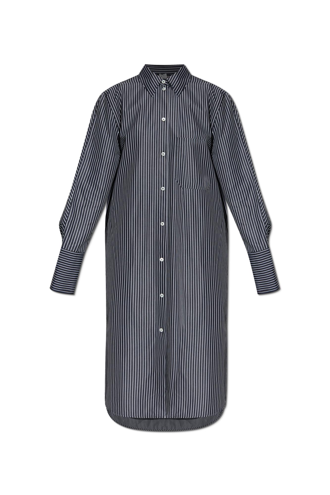 Totême Striped Organic Cotton-poplin Midi Shirt Dress In Gray