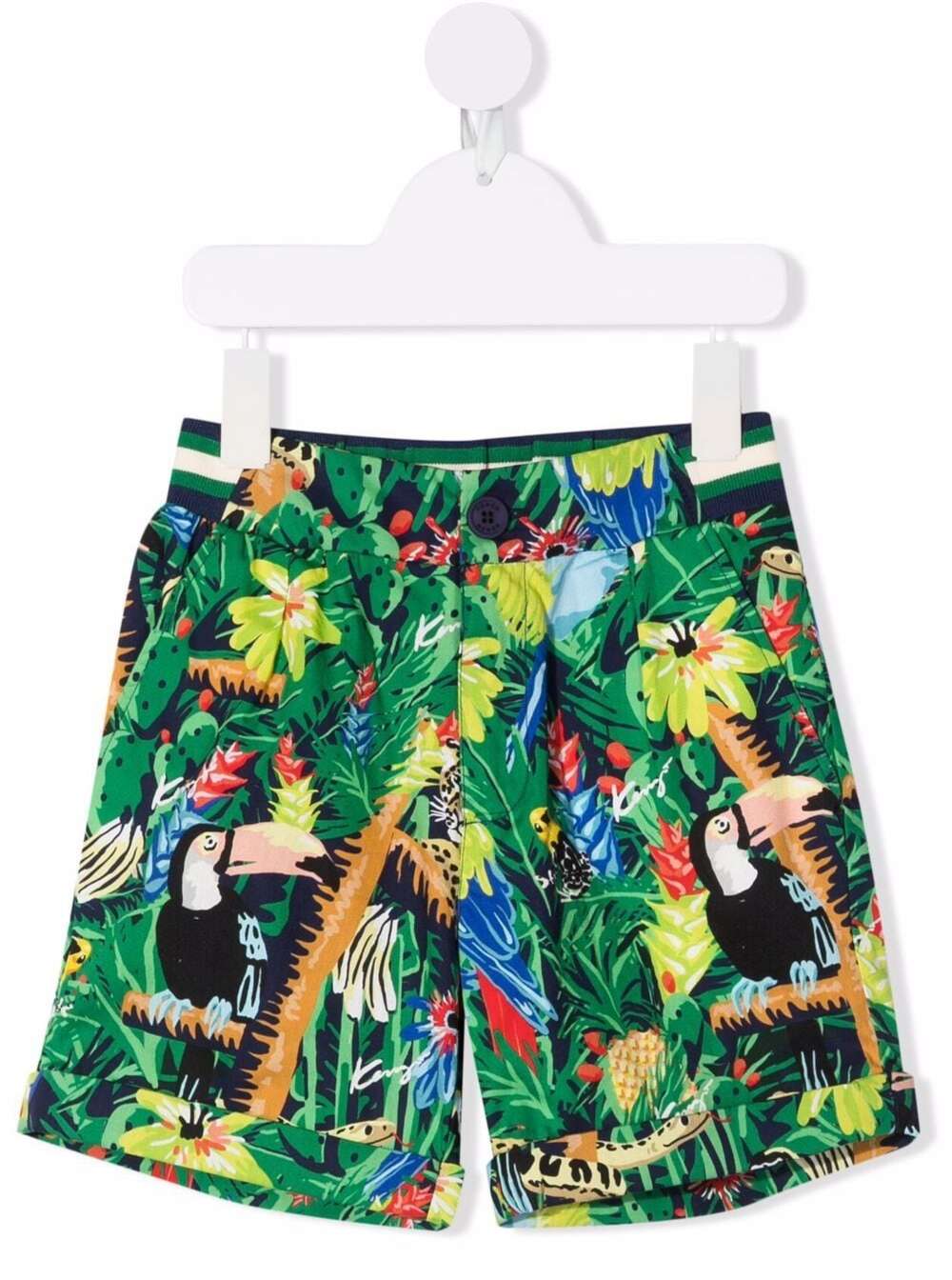 Kenzo Kids Boys Multicolor Jungle Print Cotton Bermuda Shorts