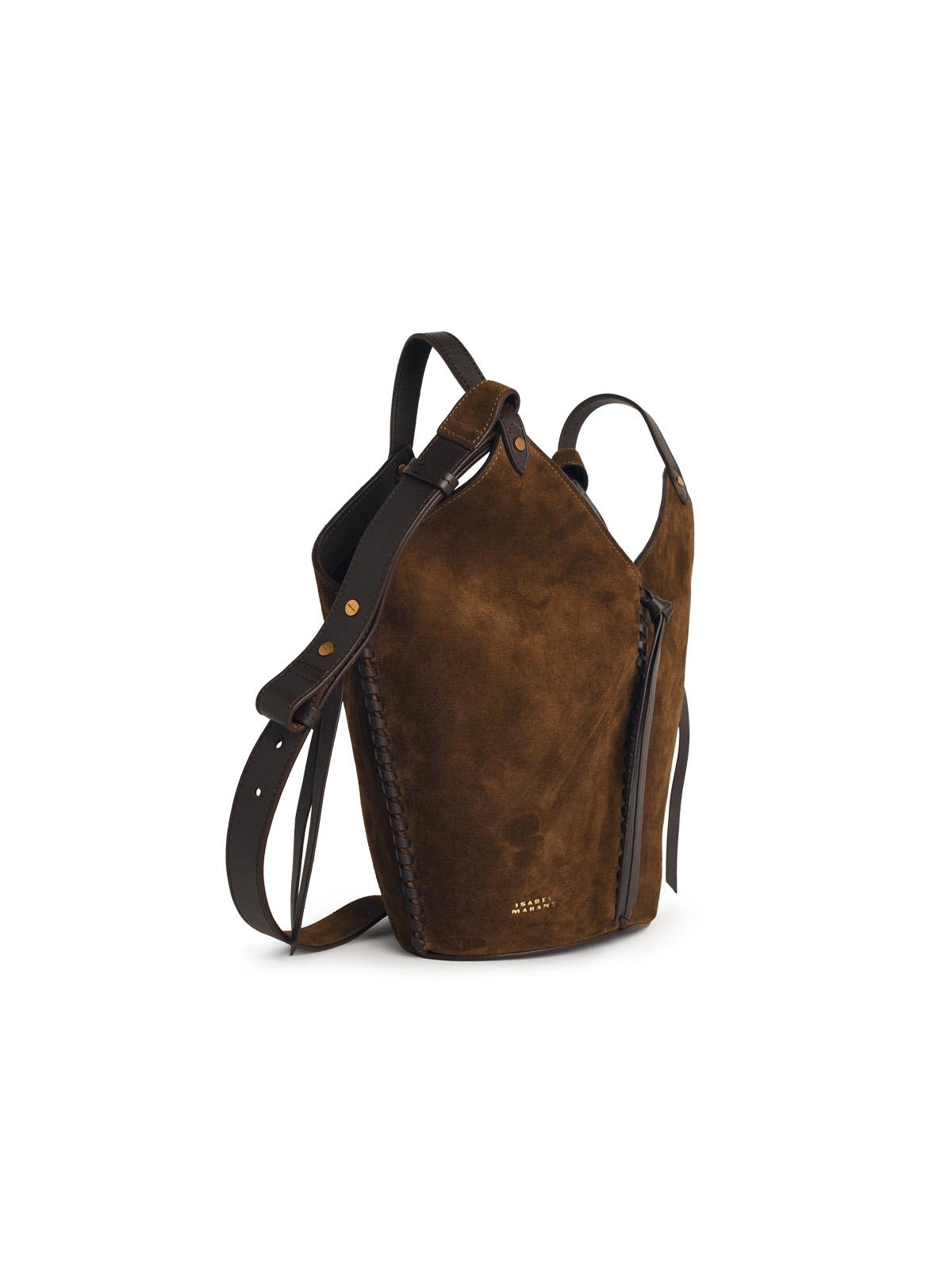 Isabel Marant Mini Bucket Bag With Adjustable Strap And Side Tassels In Brown