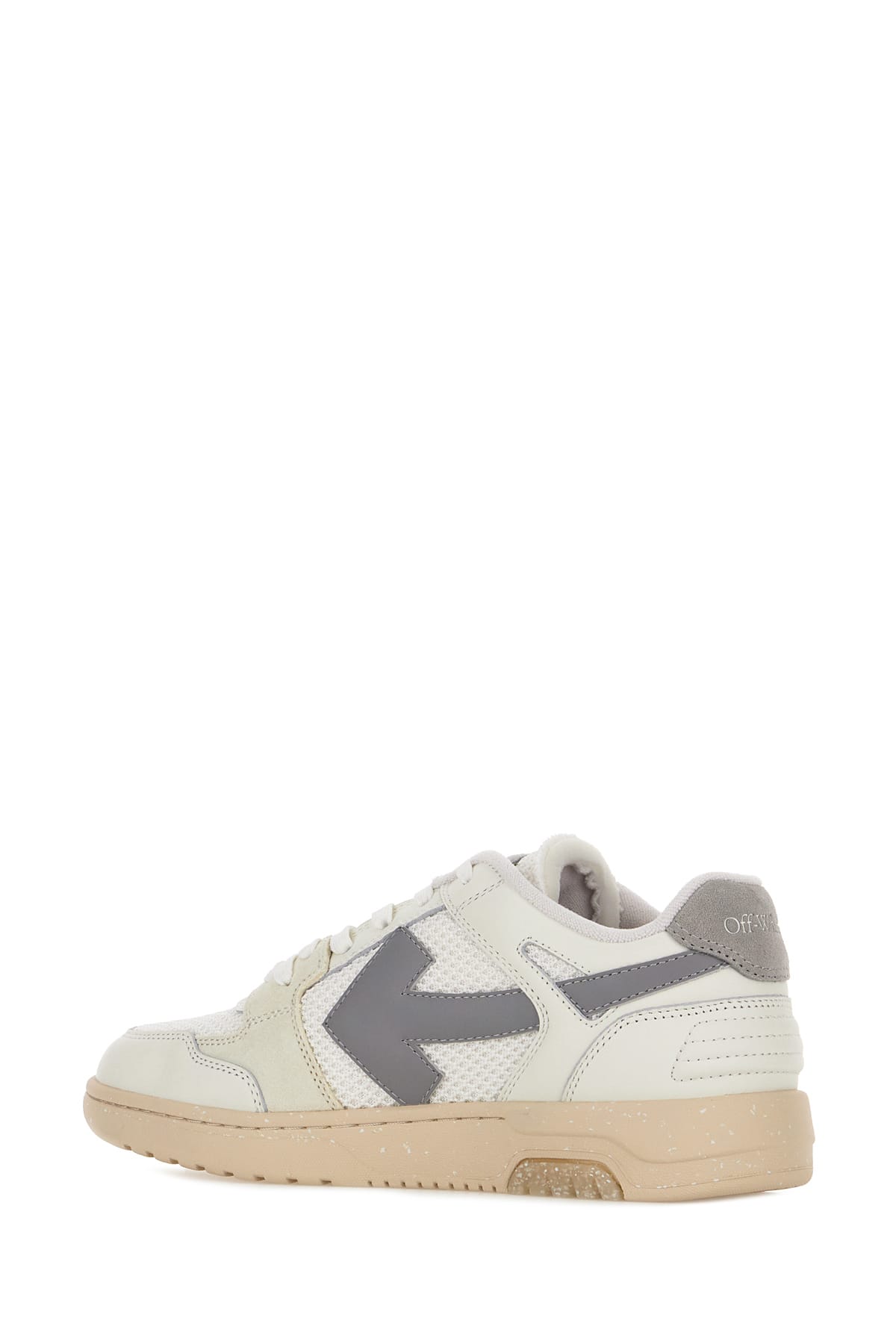 Shop Off-white Two-tone Leather And Polyester Out Off Office Sneakers In White Grey