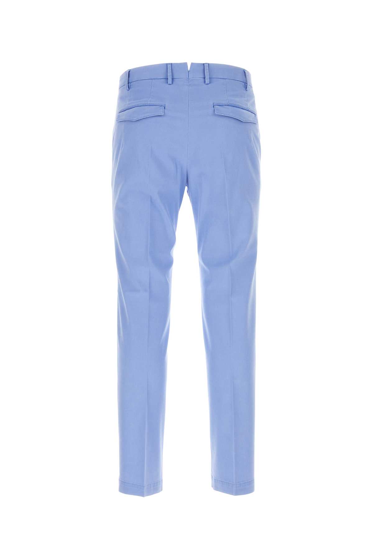 Pt01 Light Blue Stretch Cotton Blend Pant In Azzurro