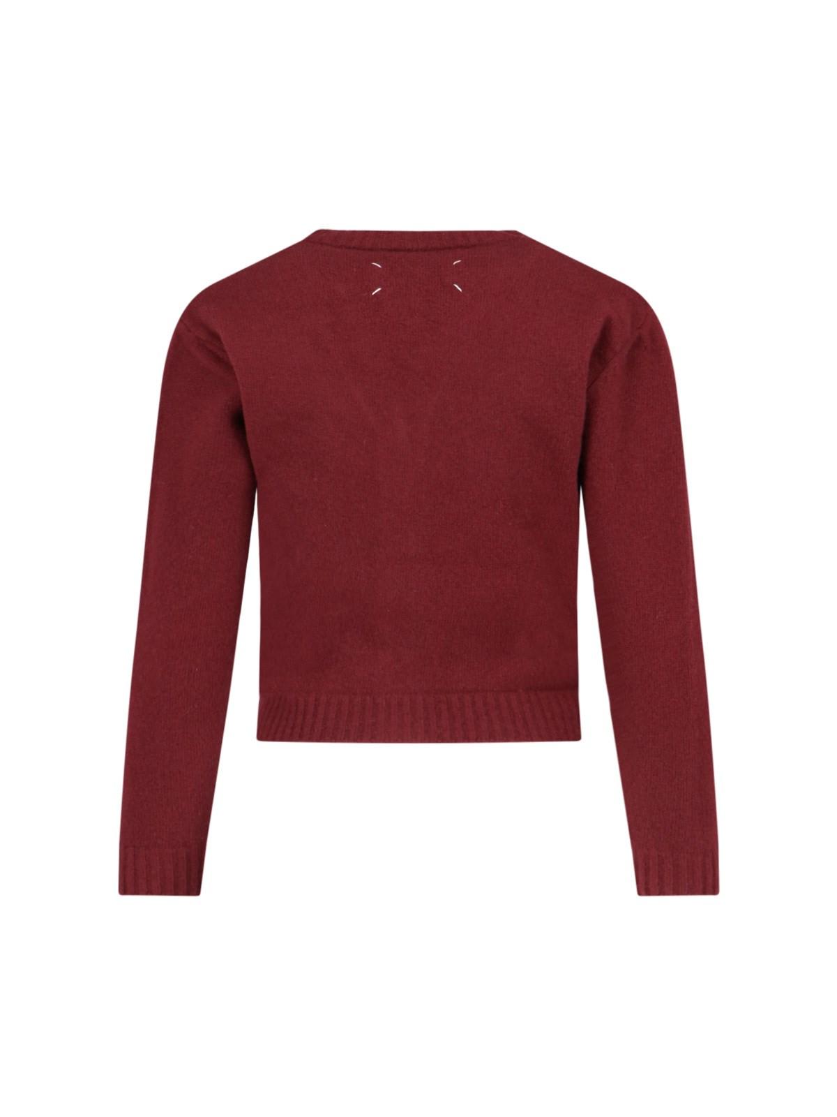 Shop Maison Margiela Wool Cropped Cardigan In Red