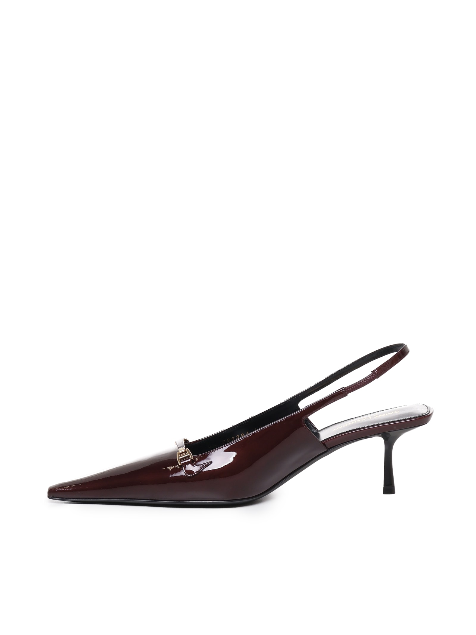 Shop Saint Laurent Carine Slinback Pumps In Patent Leather In Deep Bordeaux/deep B