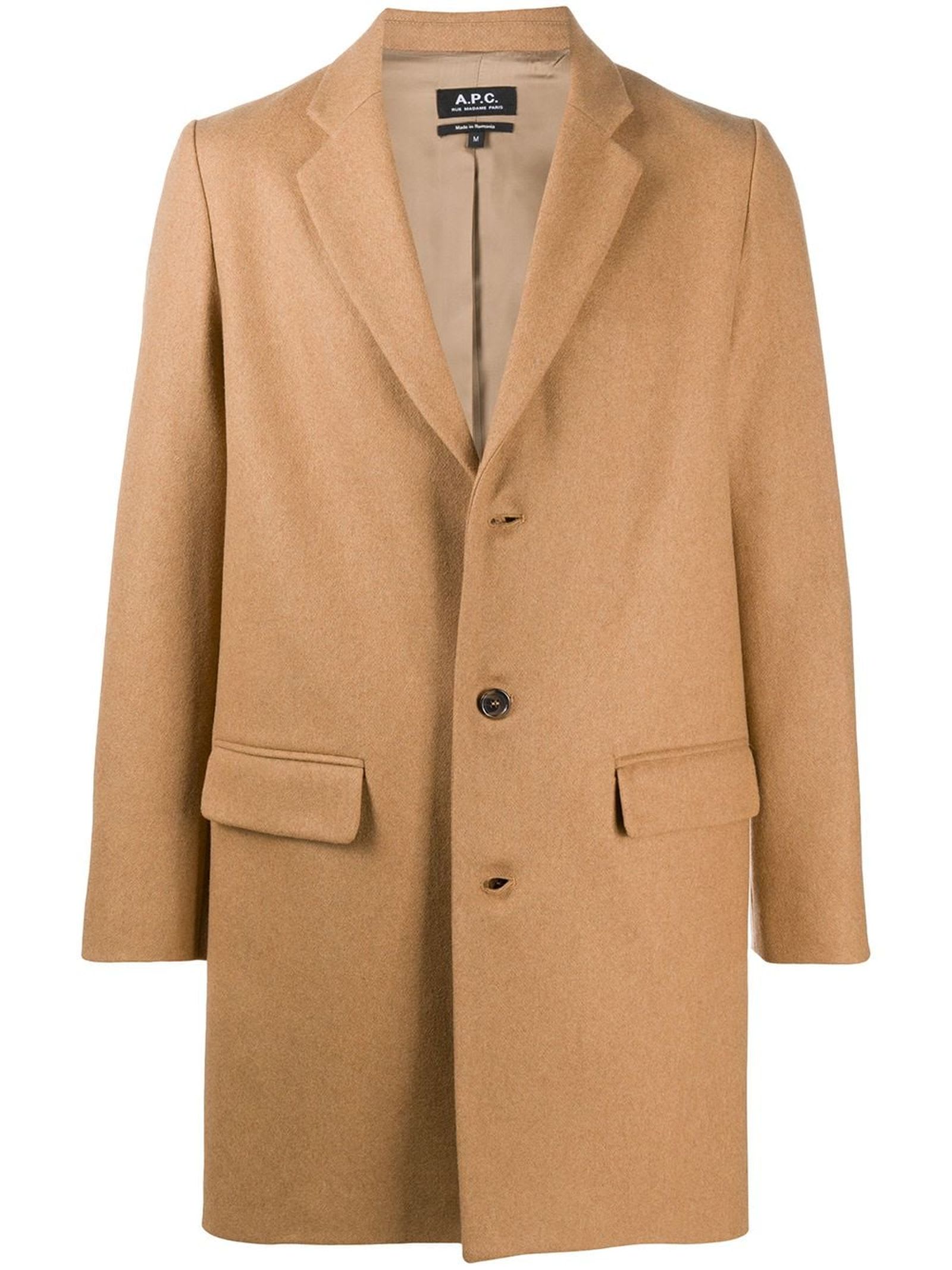 A.P.C. Camel Wool-cashmere Blend Coat