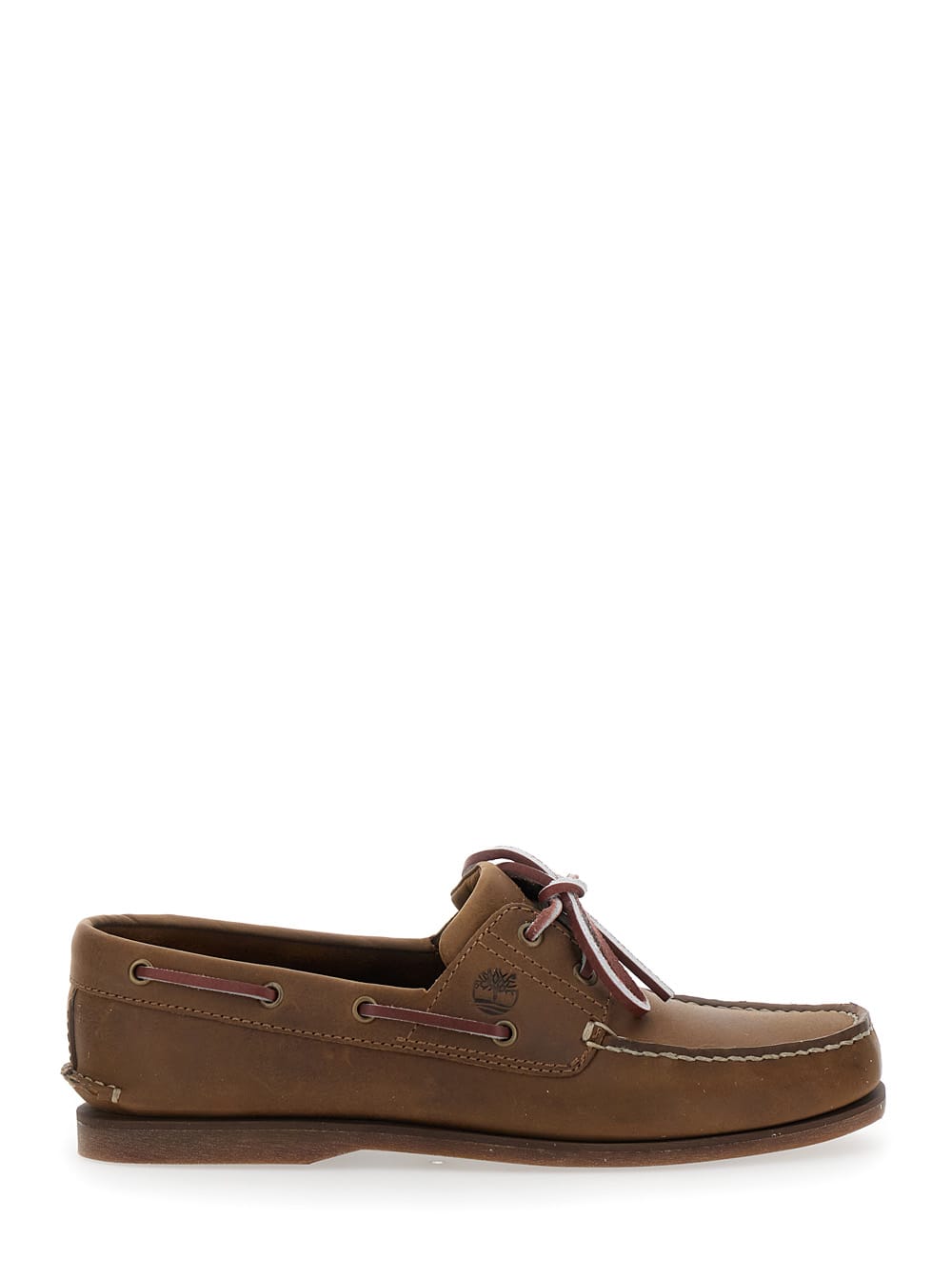 Brown Boat Loafers With Lace-up Detail In Leather Man