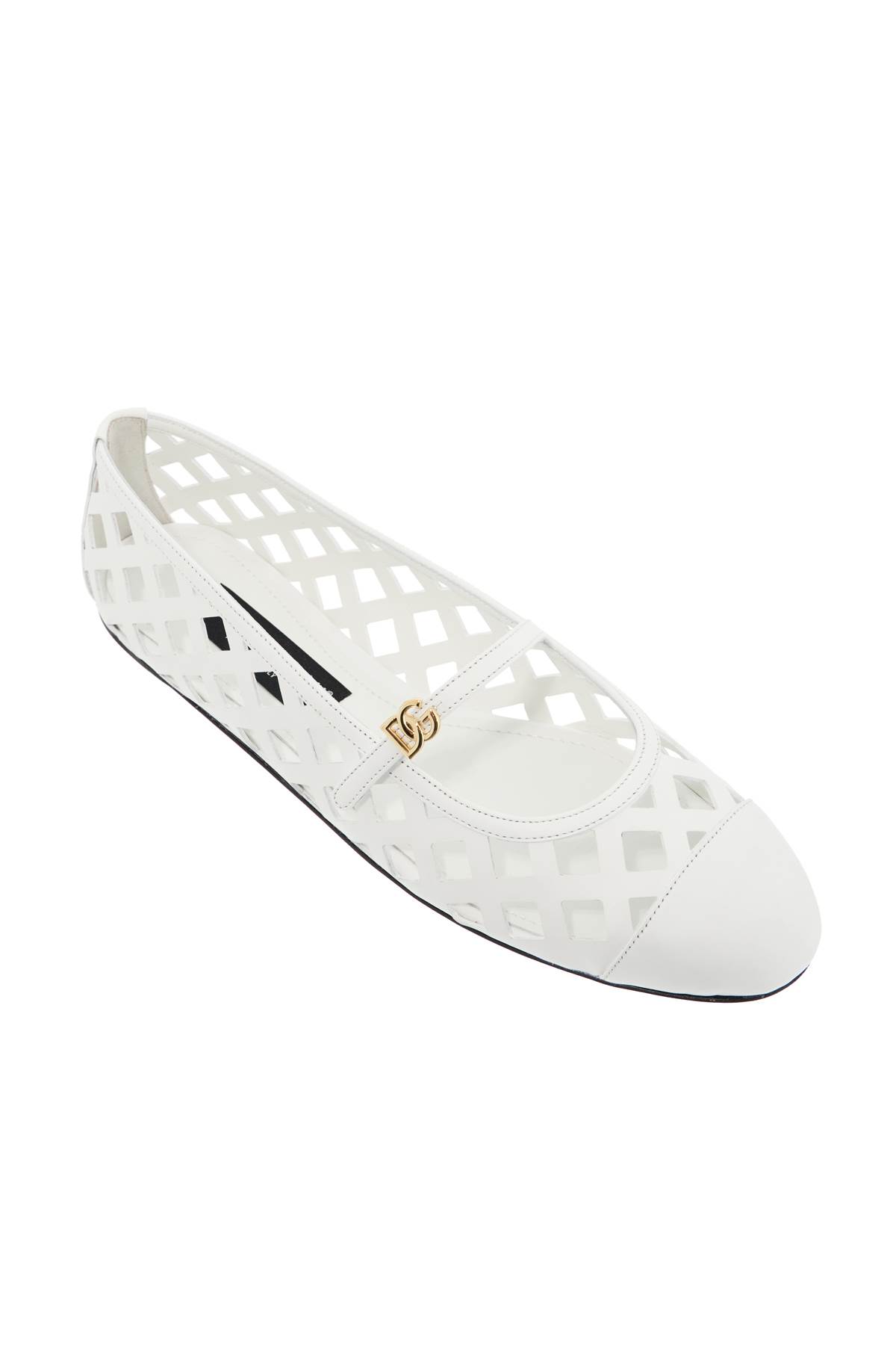 Shop Dolce & Gabbana Perforated Leather Odette In Bianco Ottico (white)