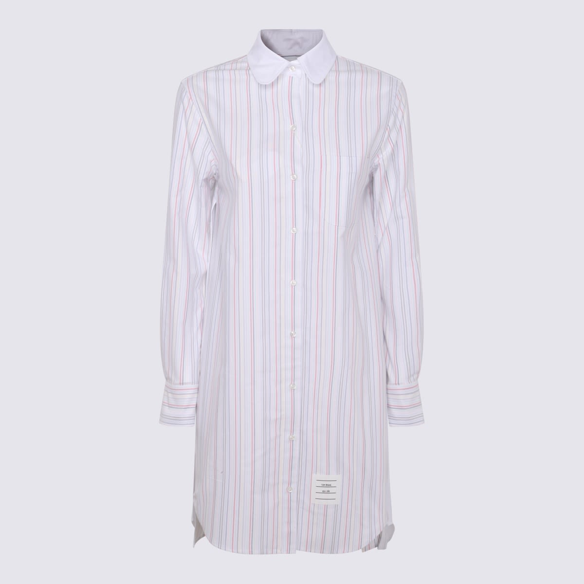 Thom Browne Multicolour Cotton University Stripe Oxford Shirt Dress In Red