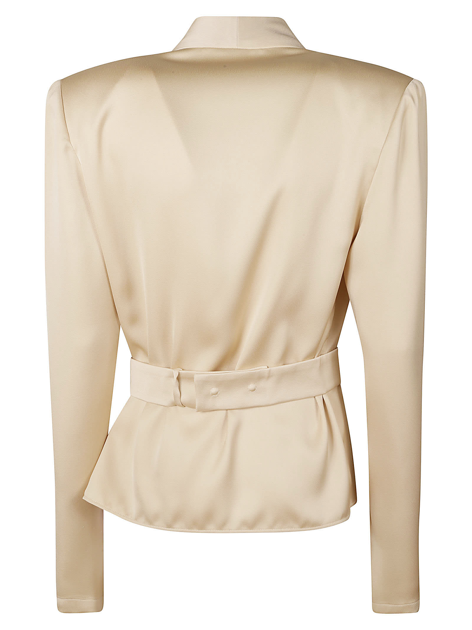 Shop Genny Asymmetric Belted Long-sleeved Top In Gold