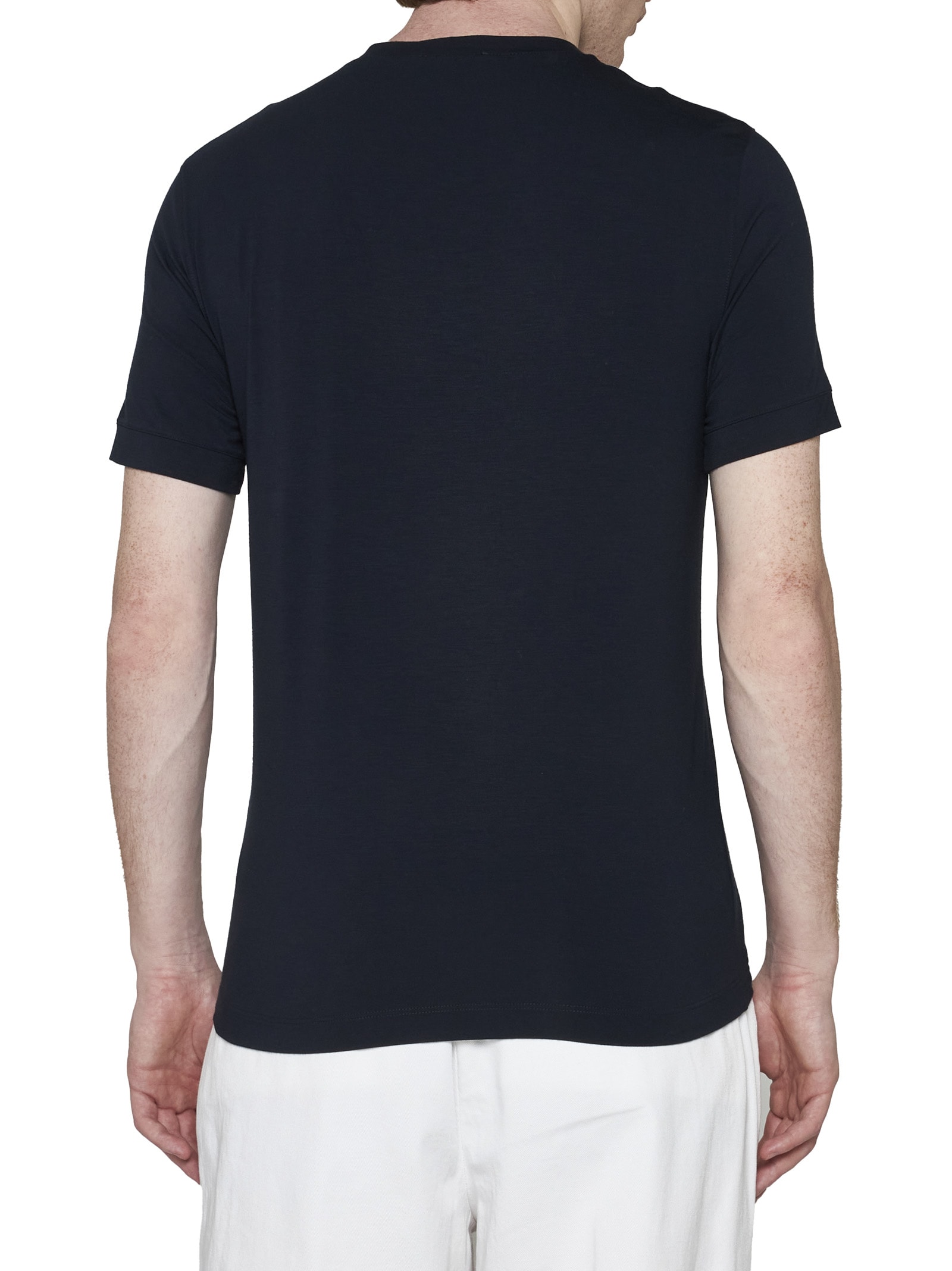 Shop Giorgio Armani Logo Print Crewneck T-shirt In Blu Navy