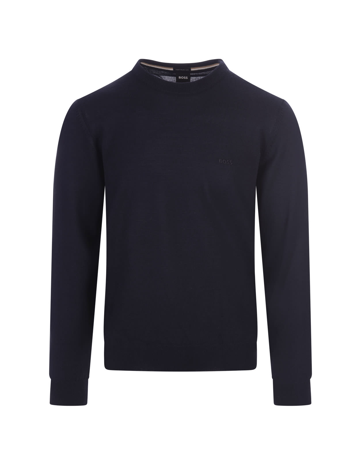 Hugo Boss Blue Eco Wool Sweater With Embroidered Logo