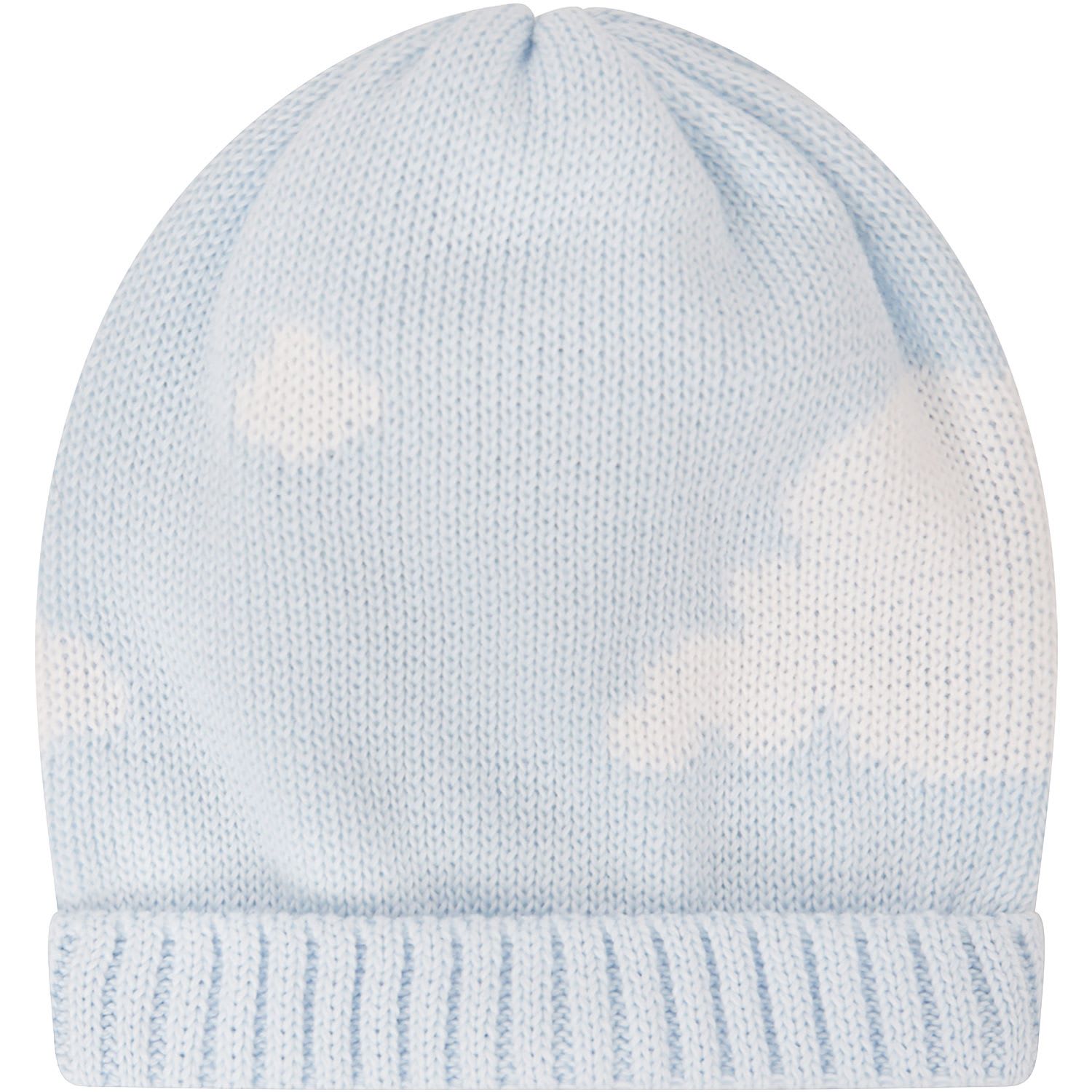 Little Bear Light Blue Hat For Baby Boy With Clouds