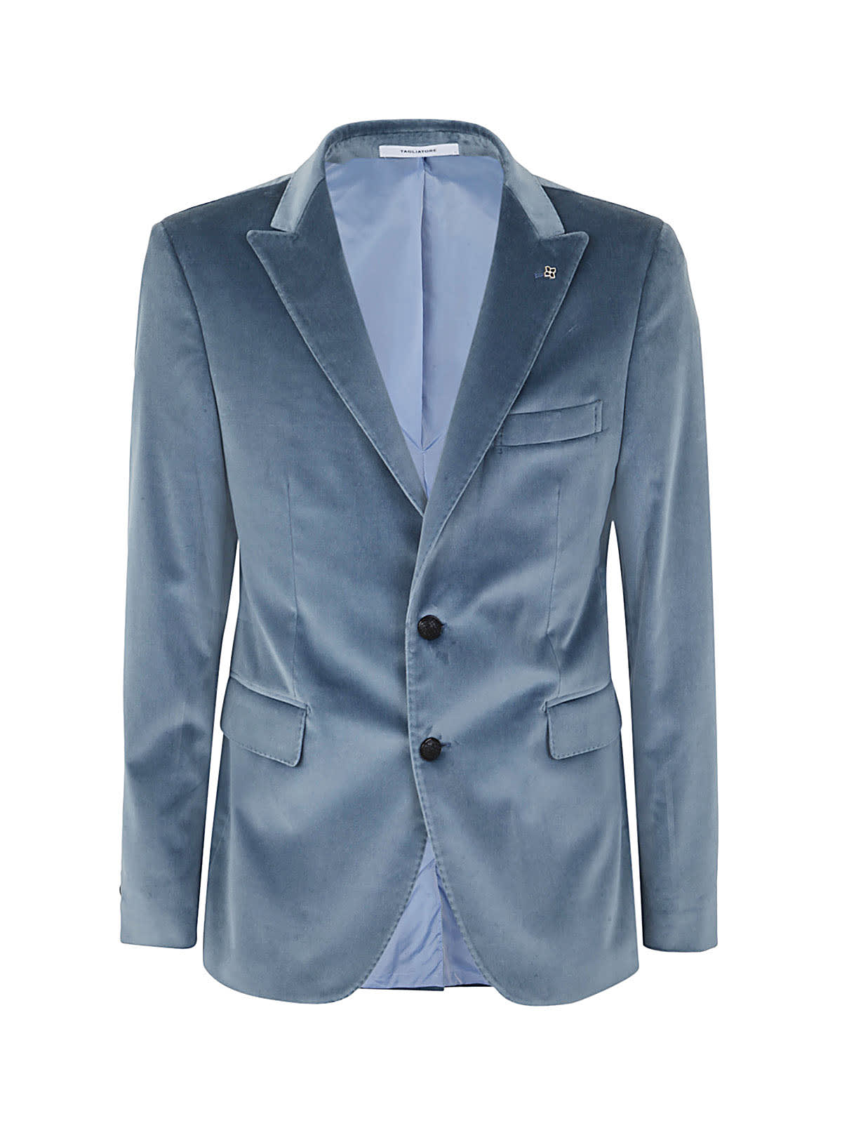 Tagliatore Velvet Blazer In Light Blue