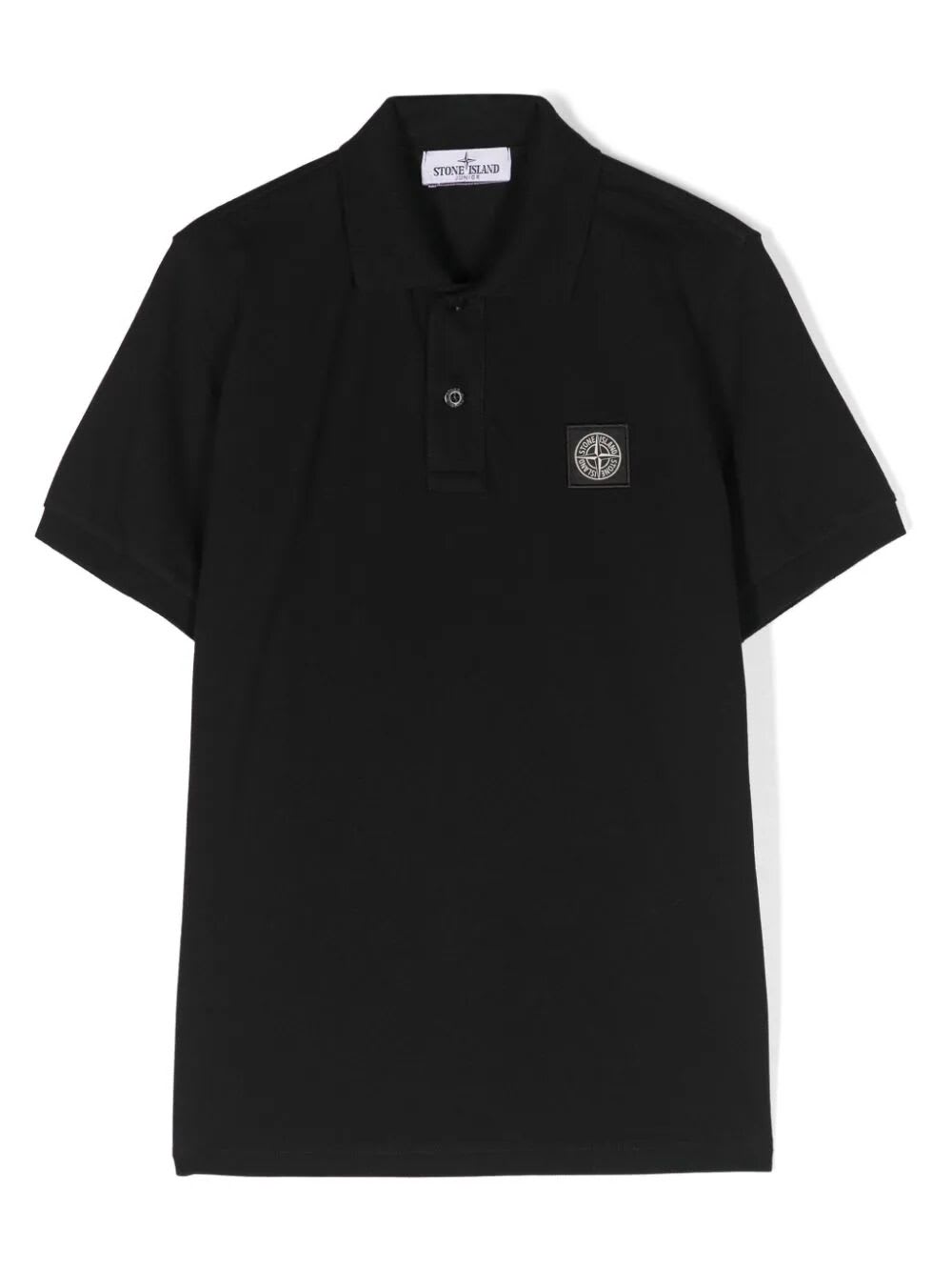 Shop Stone Island Junior Polo Shirt In Black