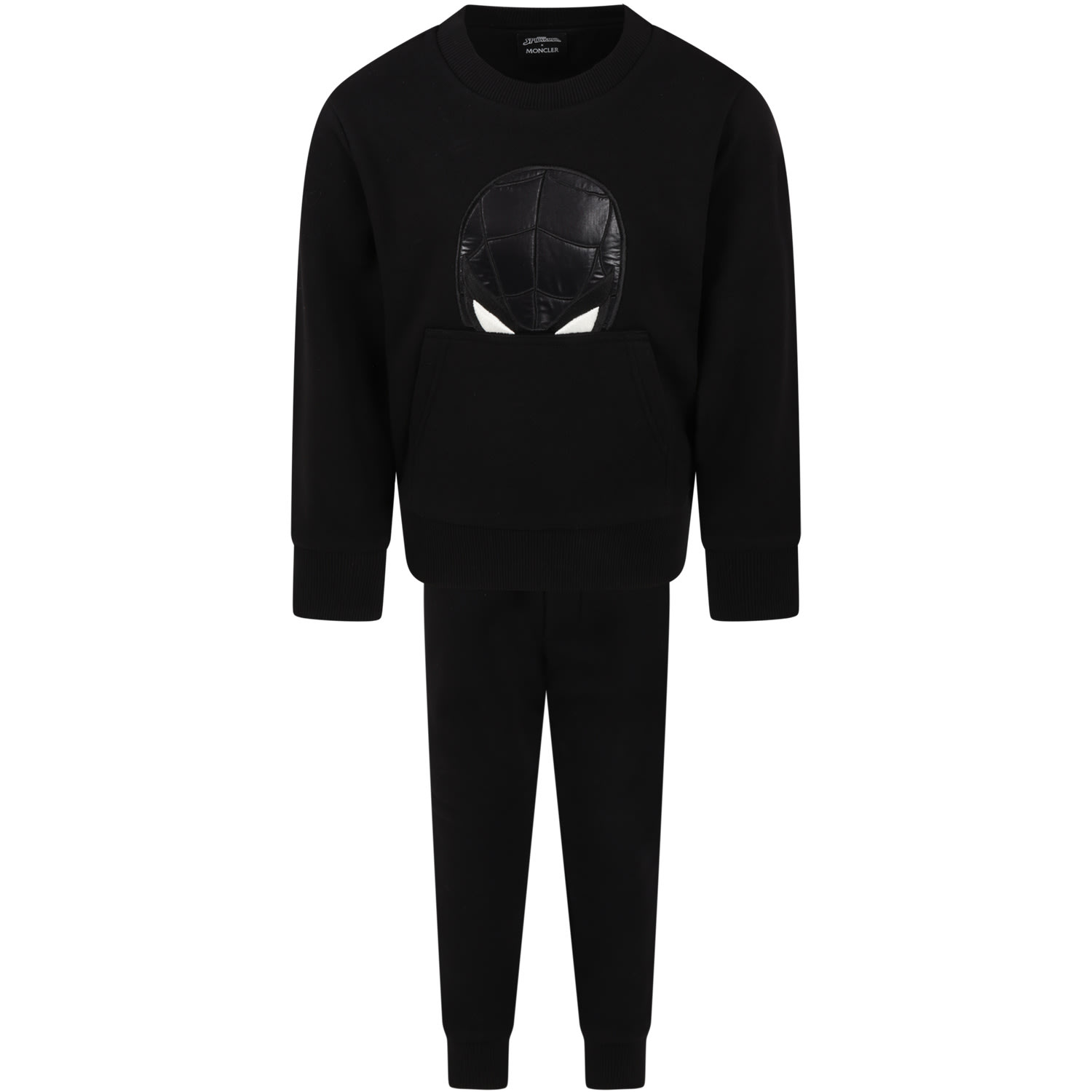 Moncler Black Tracksuit For Boy With Spiderman