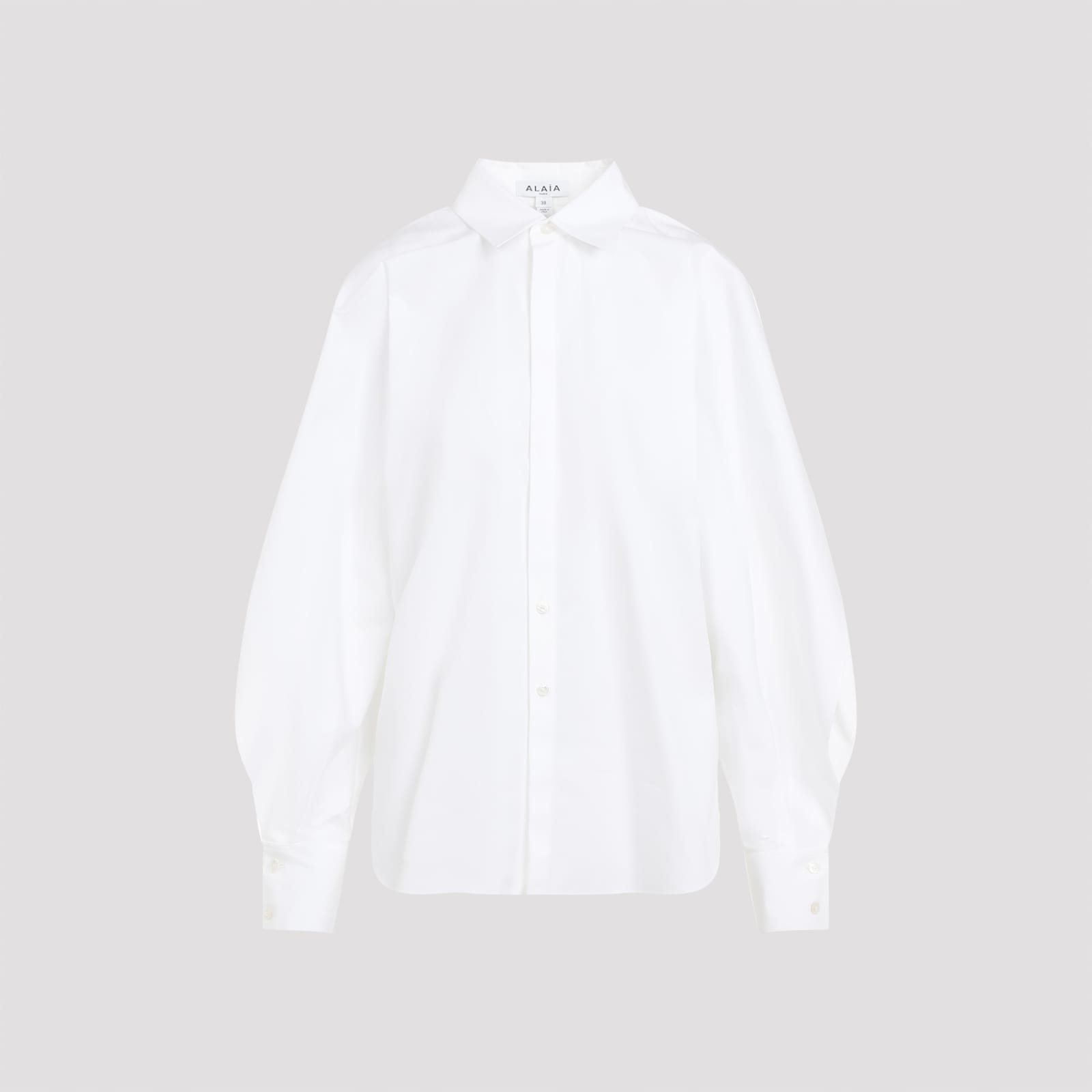 Shop Alaïa Cotton Round Shirt In Blanc