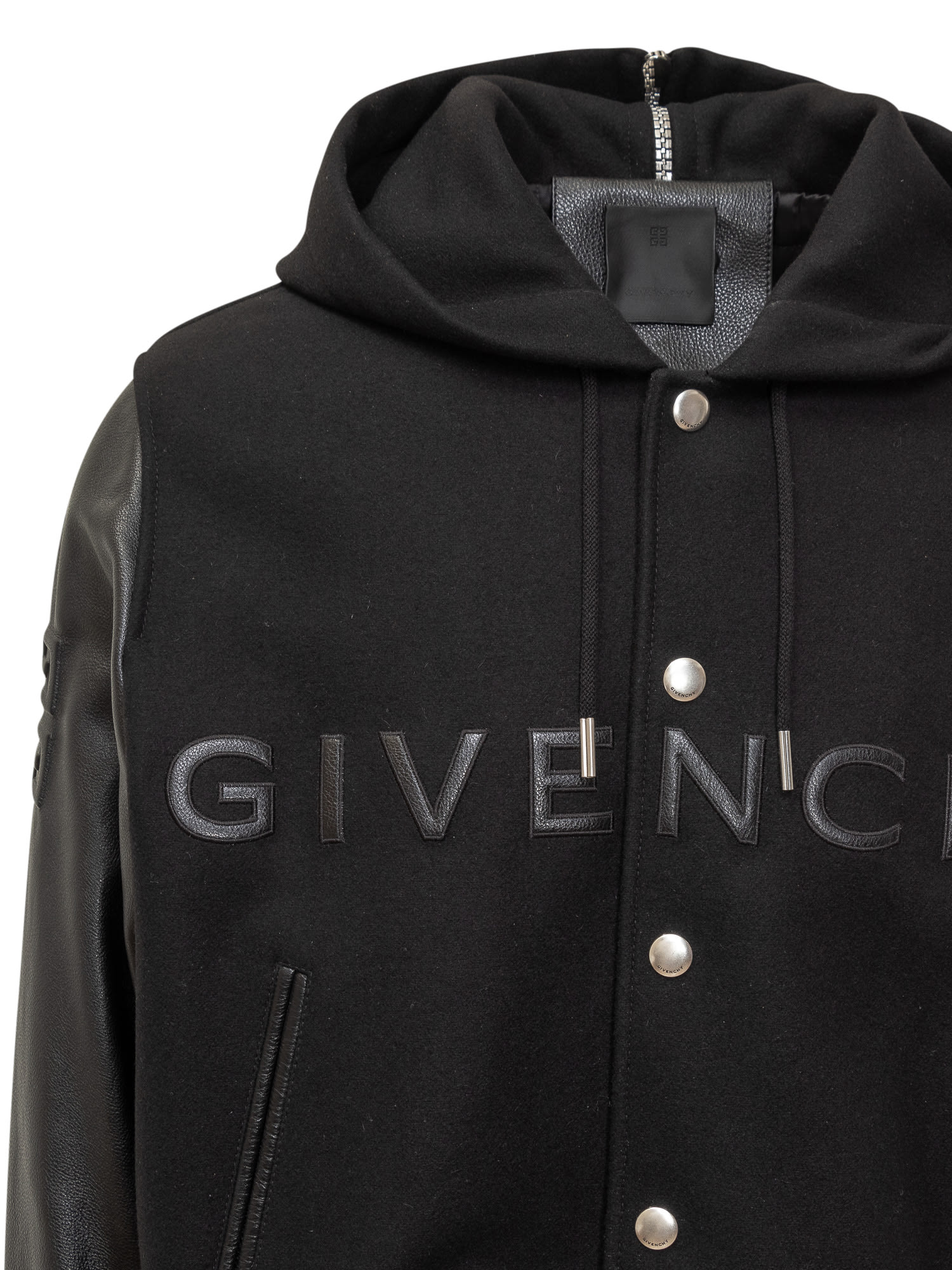 Shop Givenchy Wool And Leather Bomber Jacket In Black